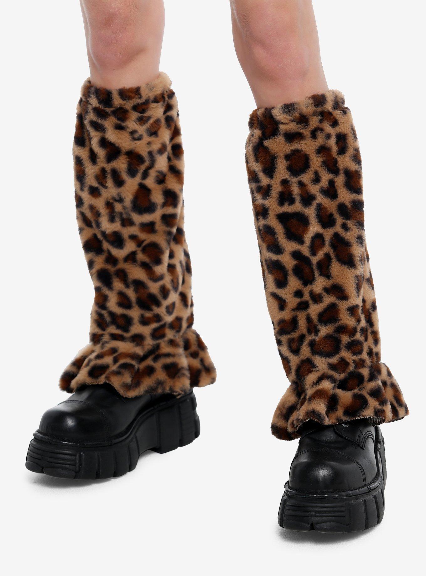 Leopard Oversized Leg Warmers, , hi-res