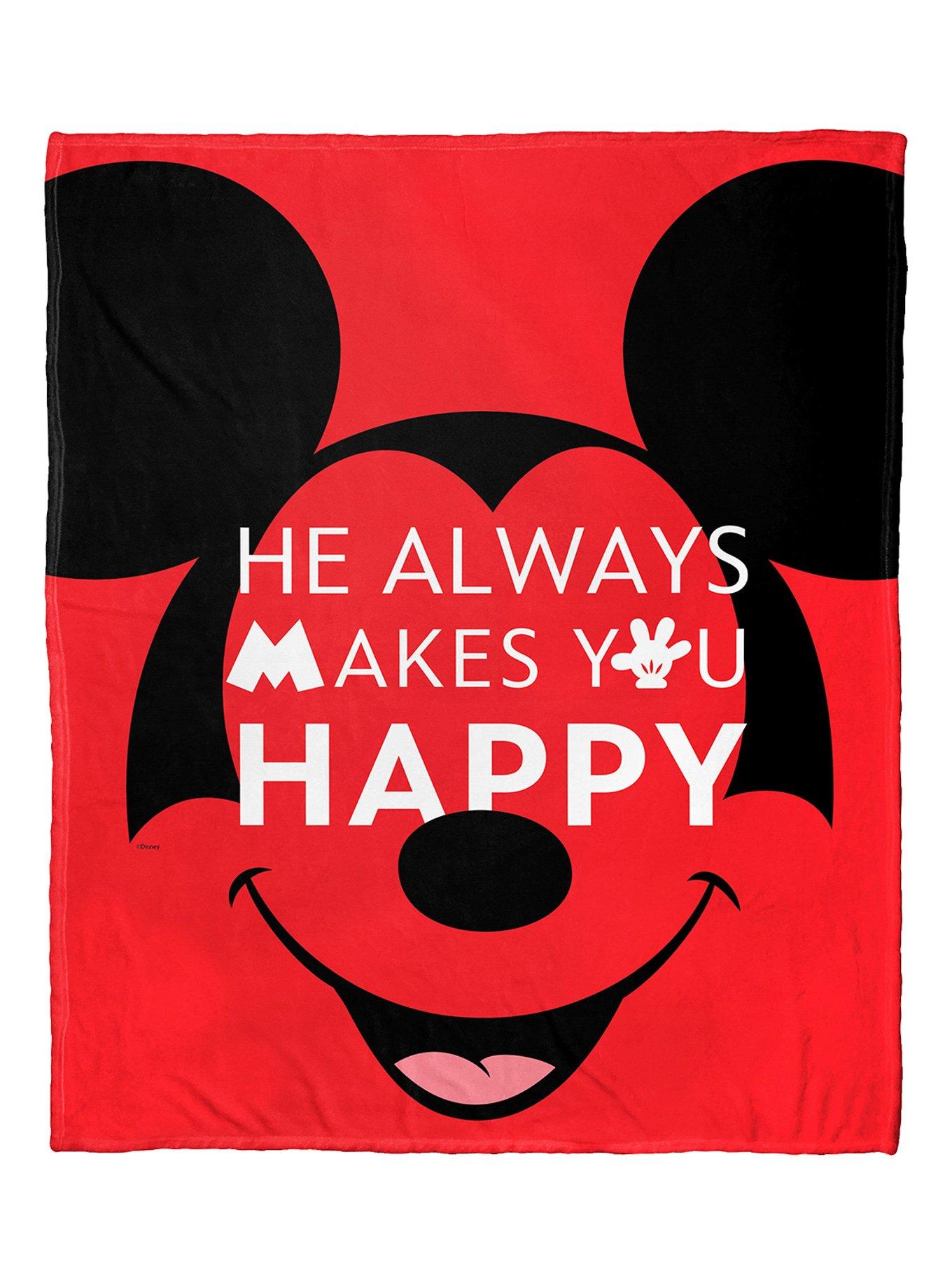 Disney100 Mickey Mouse He Makes You Happy Silk Touch Throw, , hi-res