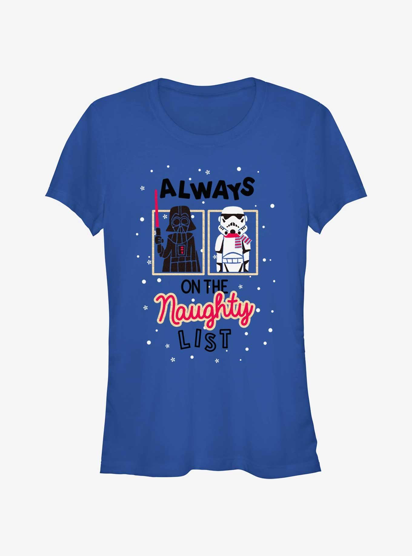 Star Wars Vader and Storm Trooper Always On The Naught List Girls T-Shirt, ROYAL, hi-res