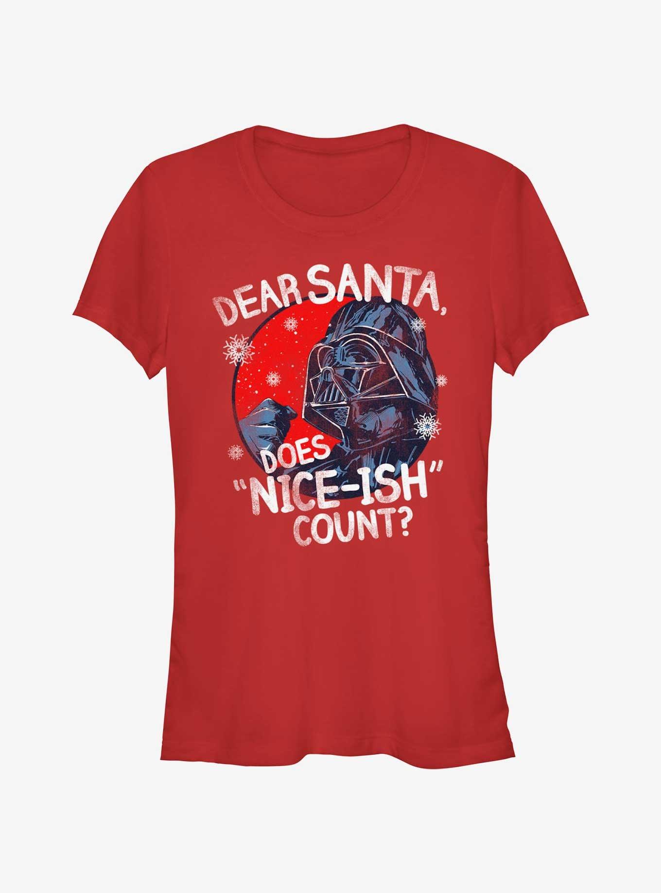 Star Wars Vader Dear Santa Does Nice-Ish Count Girls T-Shirt, RED, hi-res