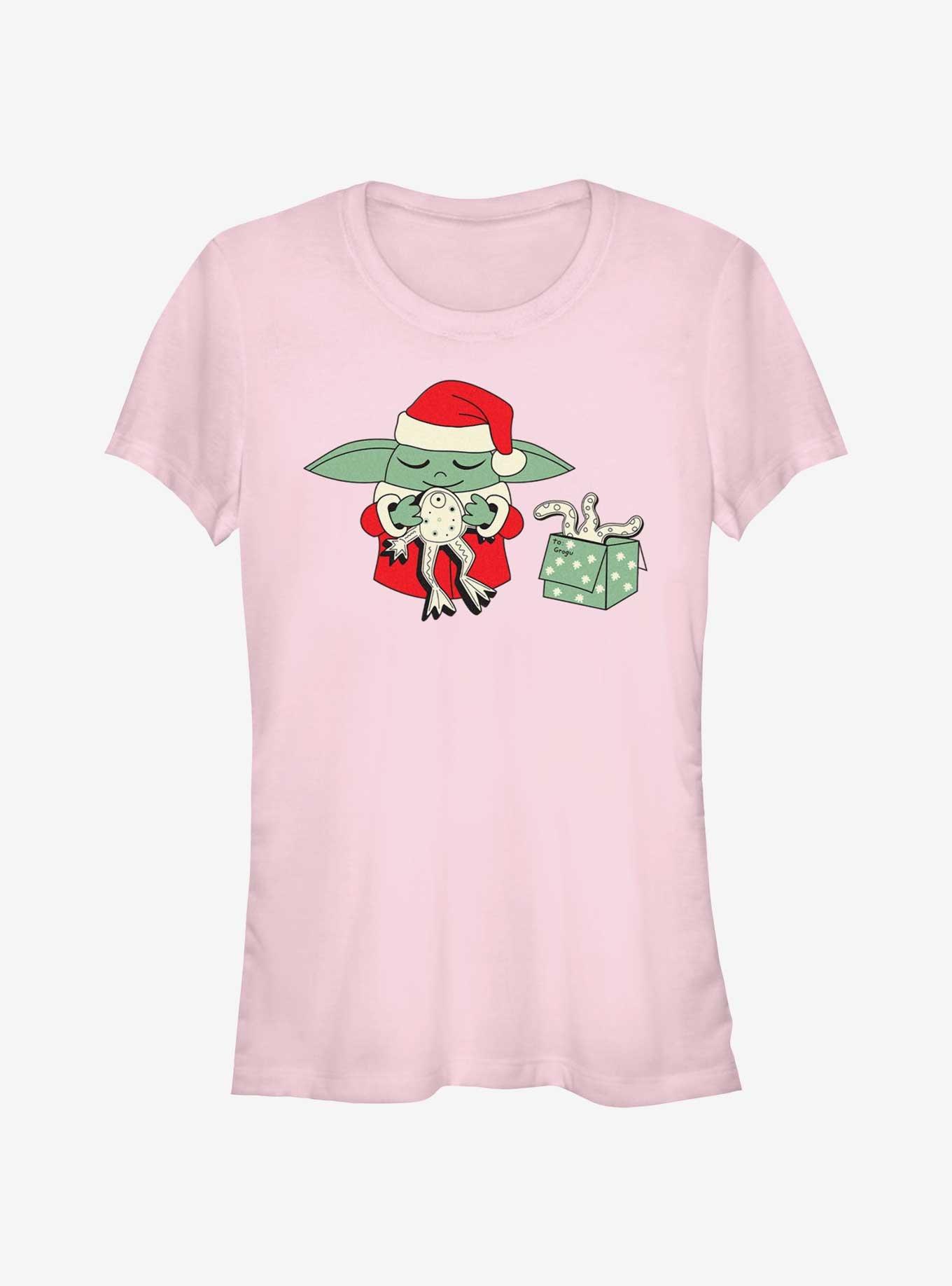 Star Wars The Mandalorian Santa Grogu Froggy Present Girls T-Shirt