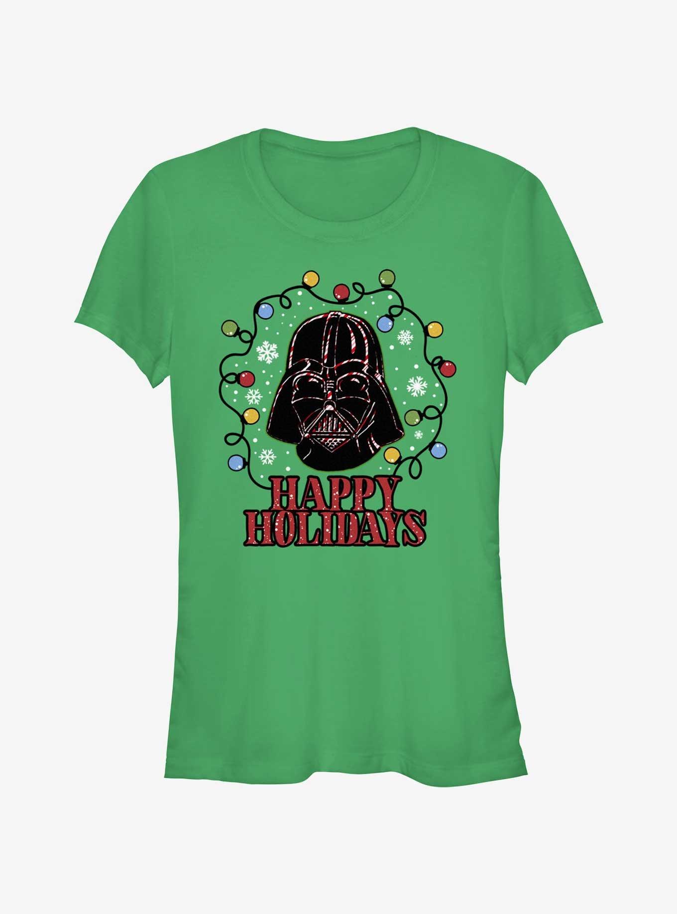 Star Wars Vader Lights Happy Holidays Girls T-Shirt, KELLY, hi-res