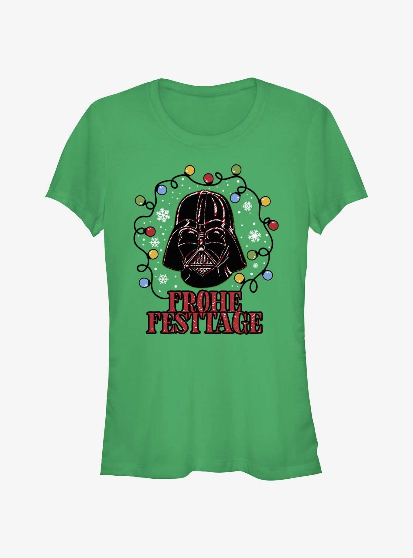 Star Wars Vader Lights Happy Holidays In German Girls T-Shirt, , hi-res