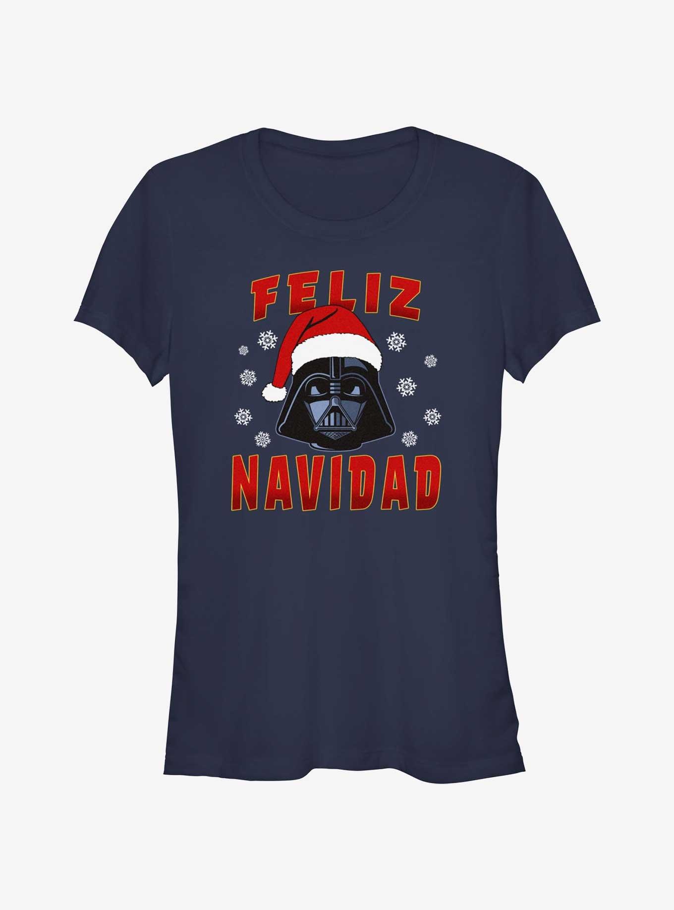 Star Wars Santa Vader Merry Christmas Spanish Girls T-Shirt