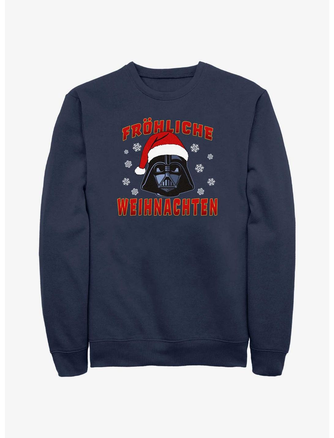 Star Wars Santa Vader Merry Christmas In German Sweatshirt, NAVY, hi-res
