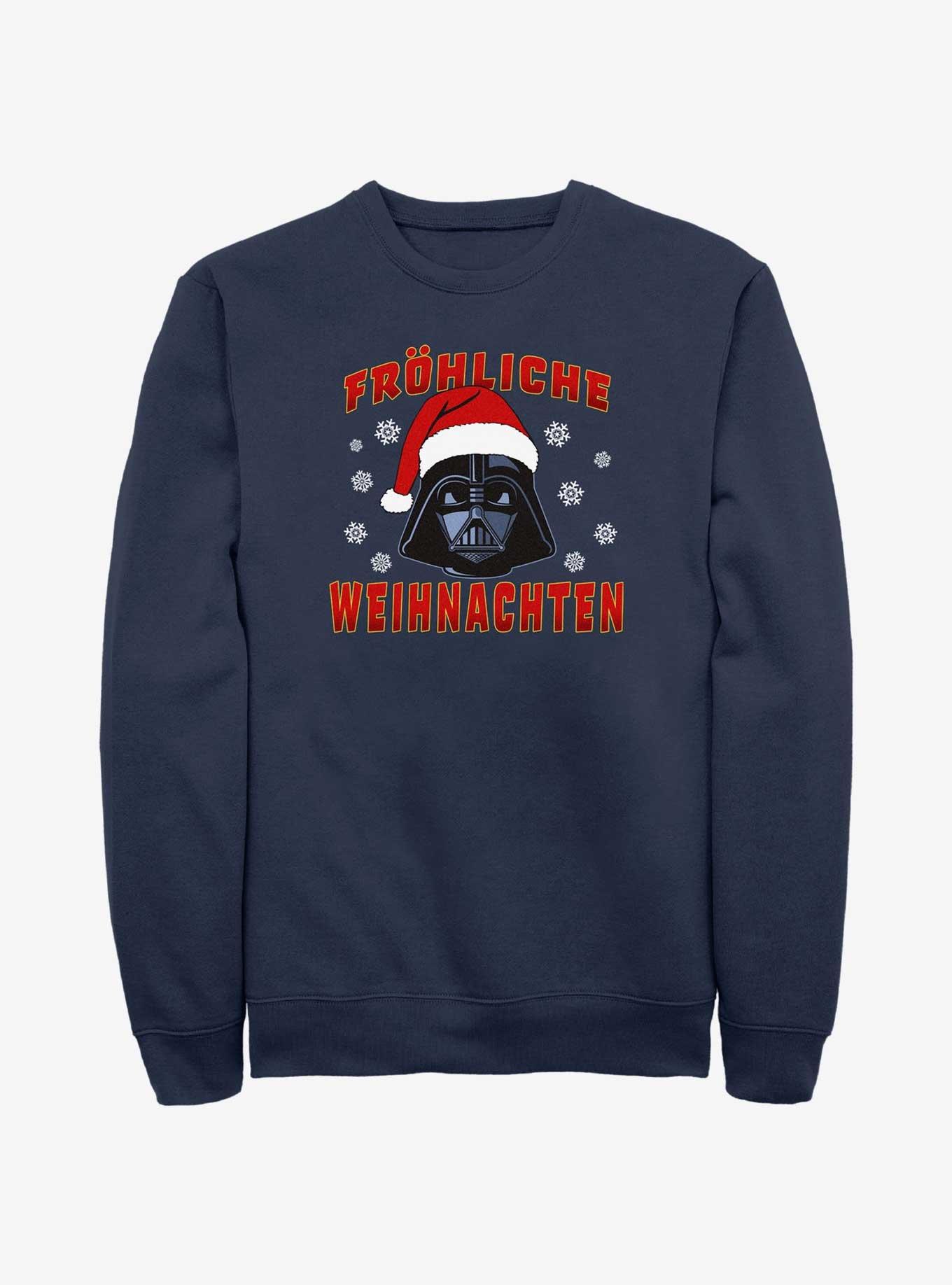 Star Wars Santa Vader Merry Christmas In German Sweatshirt, NAVY, hi-res