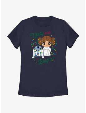 Star Wars R2-D2 & Leia Merry and Bright Womens T-Shirt, , hi-res