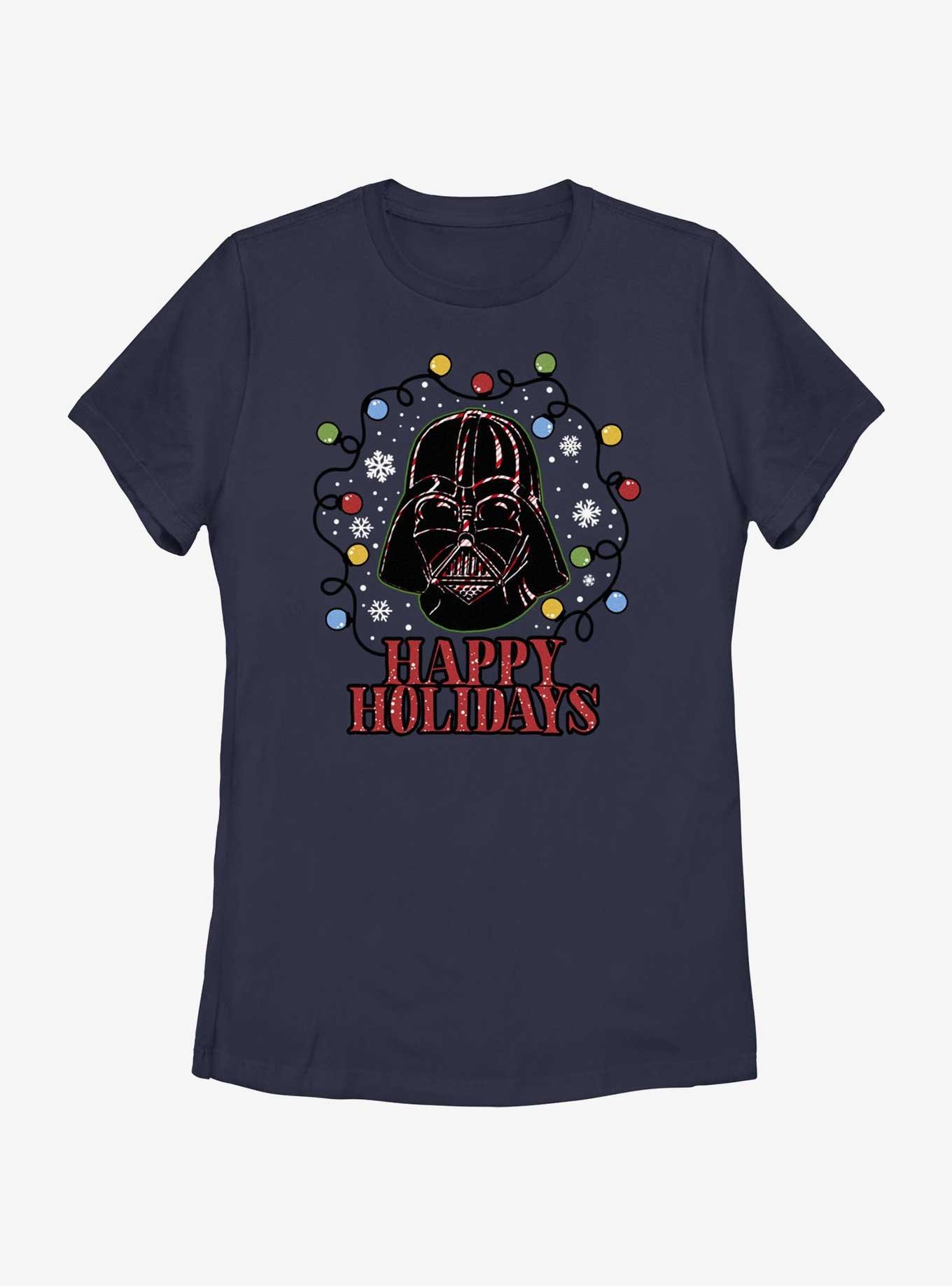 Star Wars Vader Lights Happy Holidays Womens T-Shirt, , hi-res