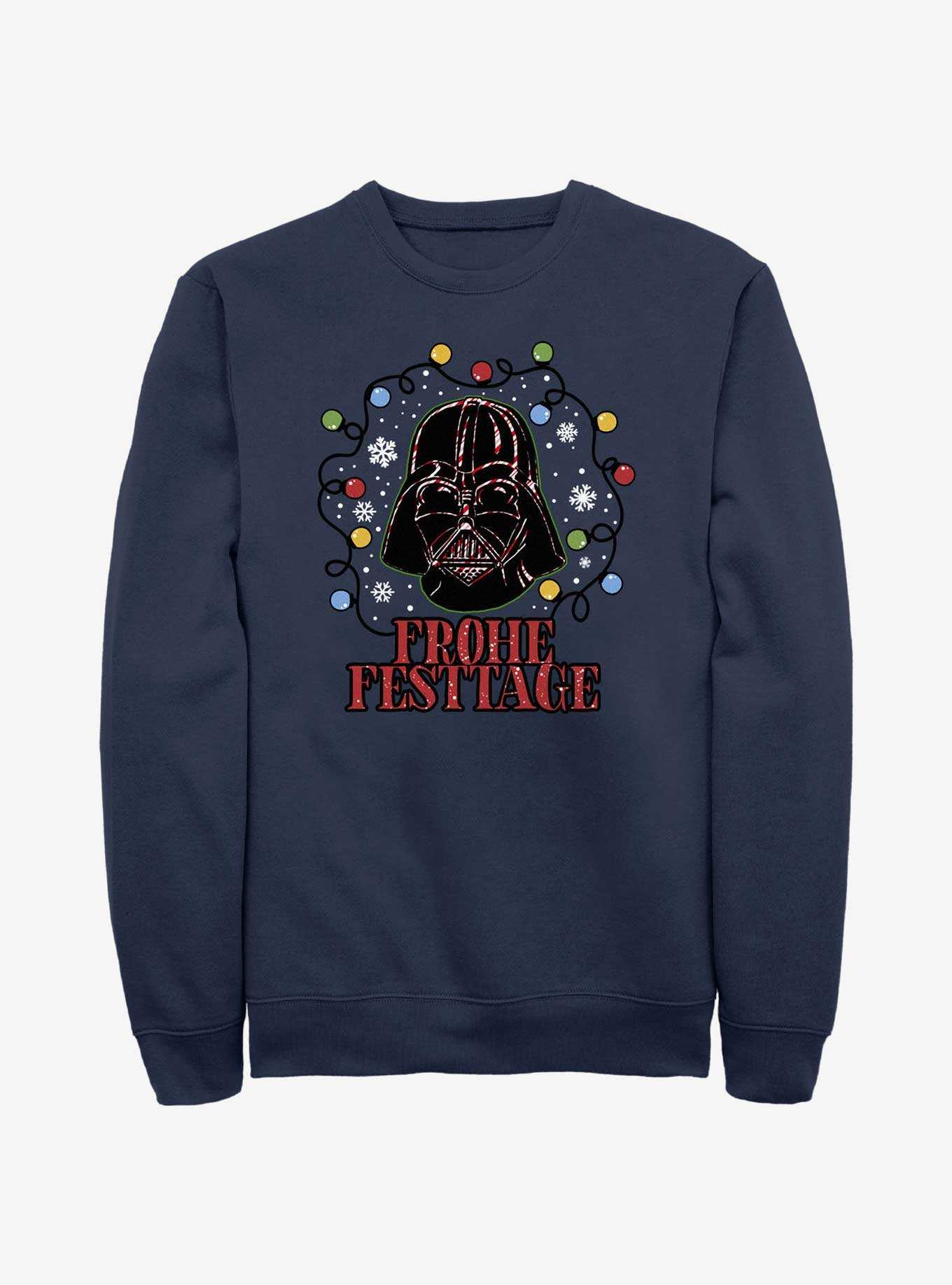 Star Wars Vader Lights Happy Holidays In German Sweatshirt, , hi-res