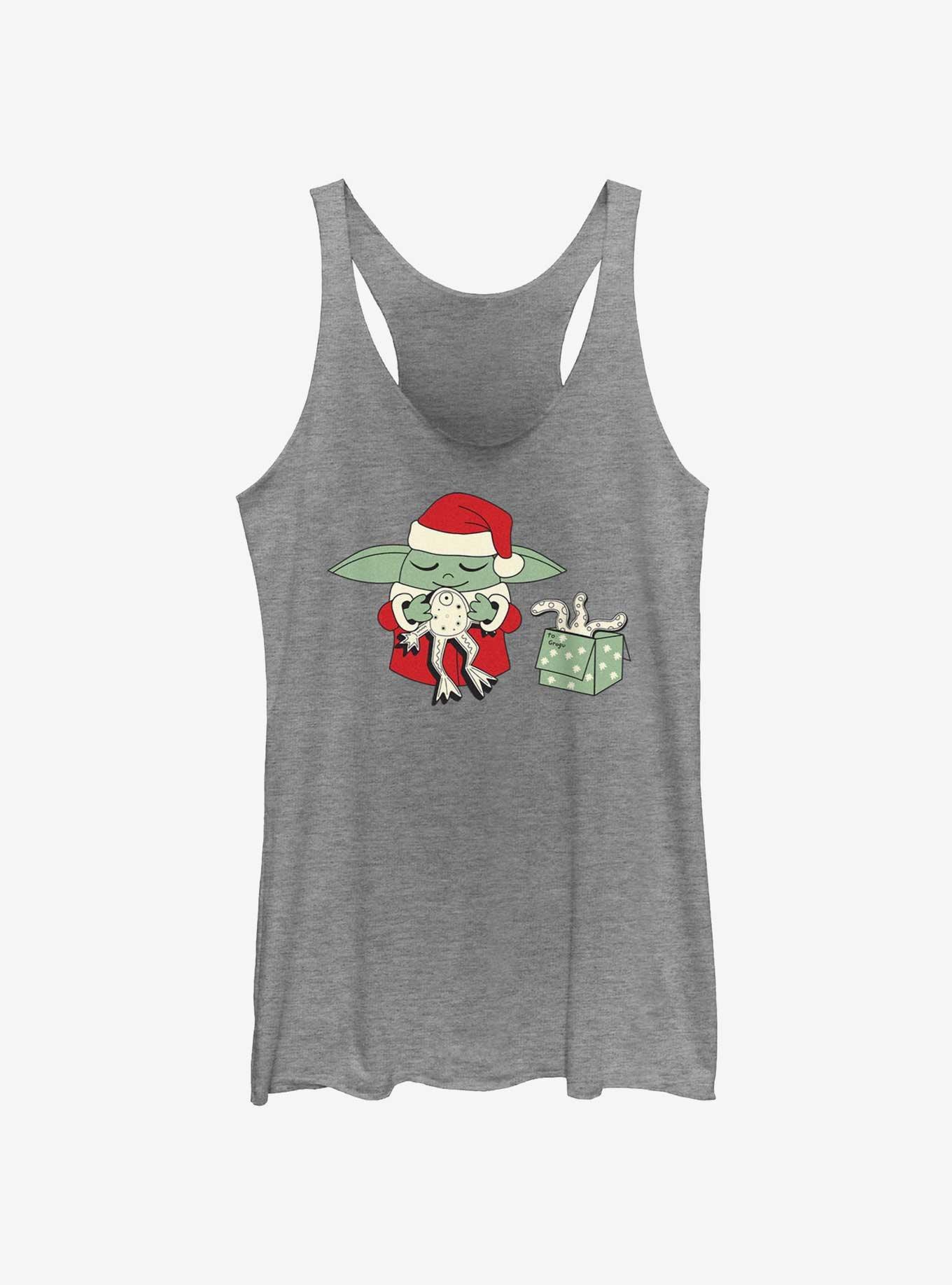 Star Wars The Mandalorian Santa Grogu Froggy Present Womens Tank Top, GRAY HTR, hi-res