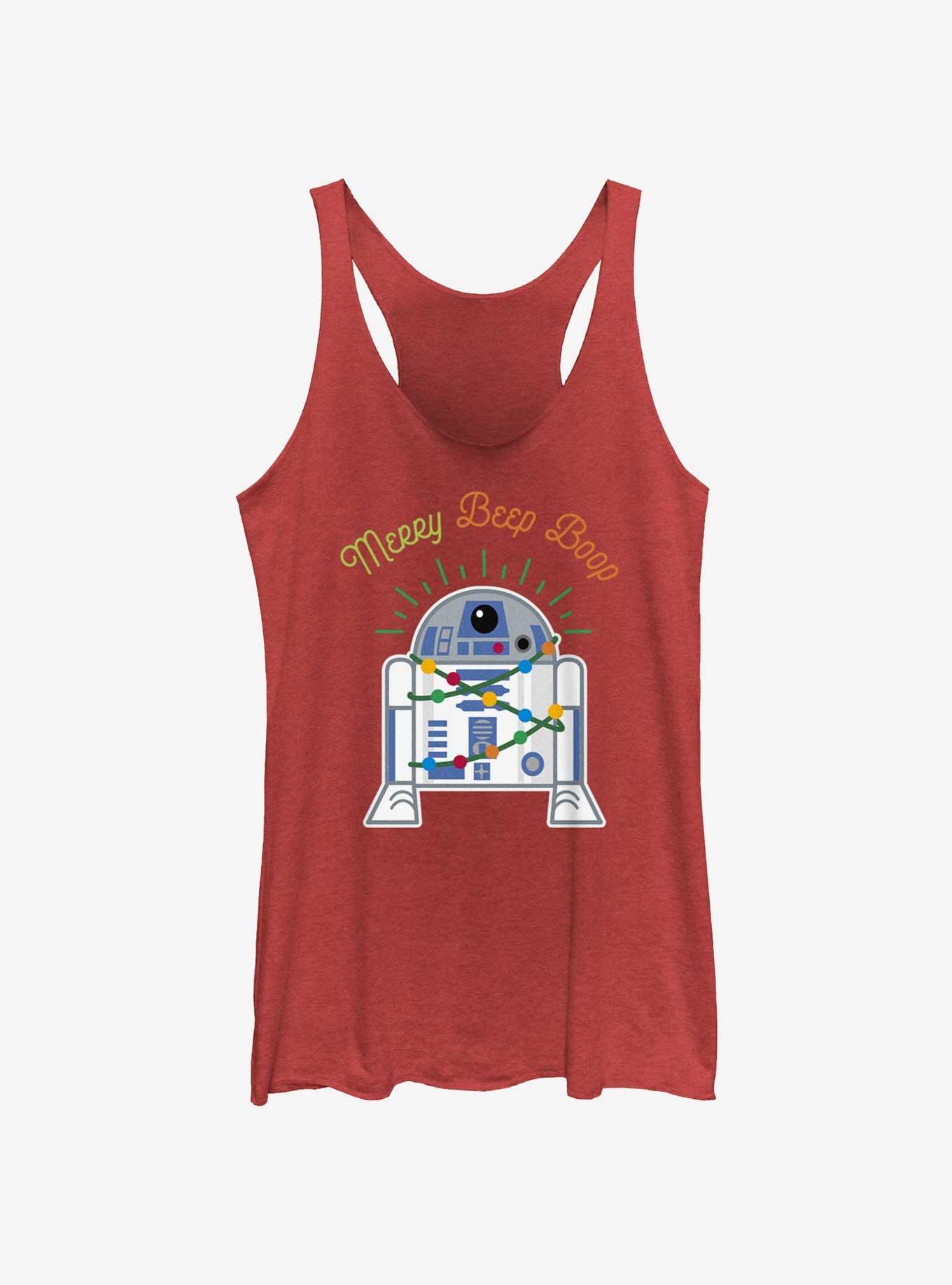 Star Wars R2-D2 Merry Beep Boop Womens Tank Top, RED HTR, hi-res