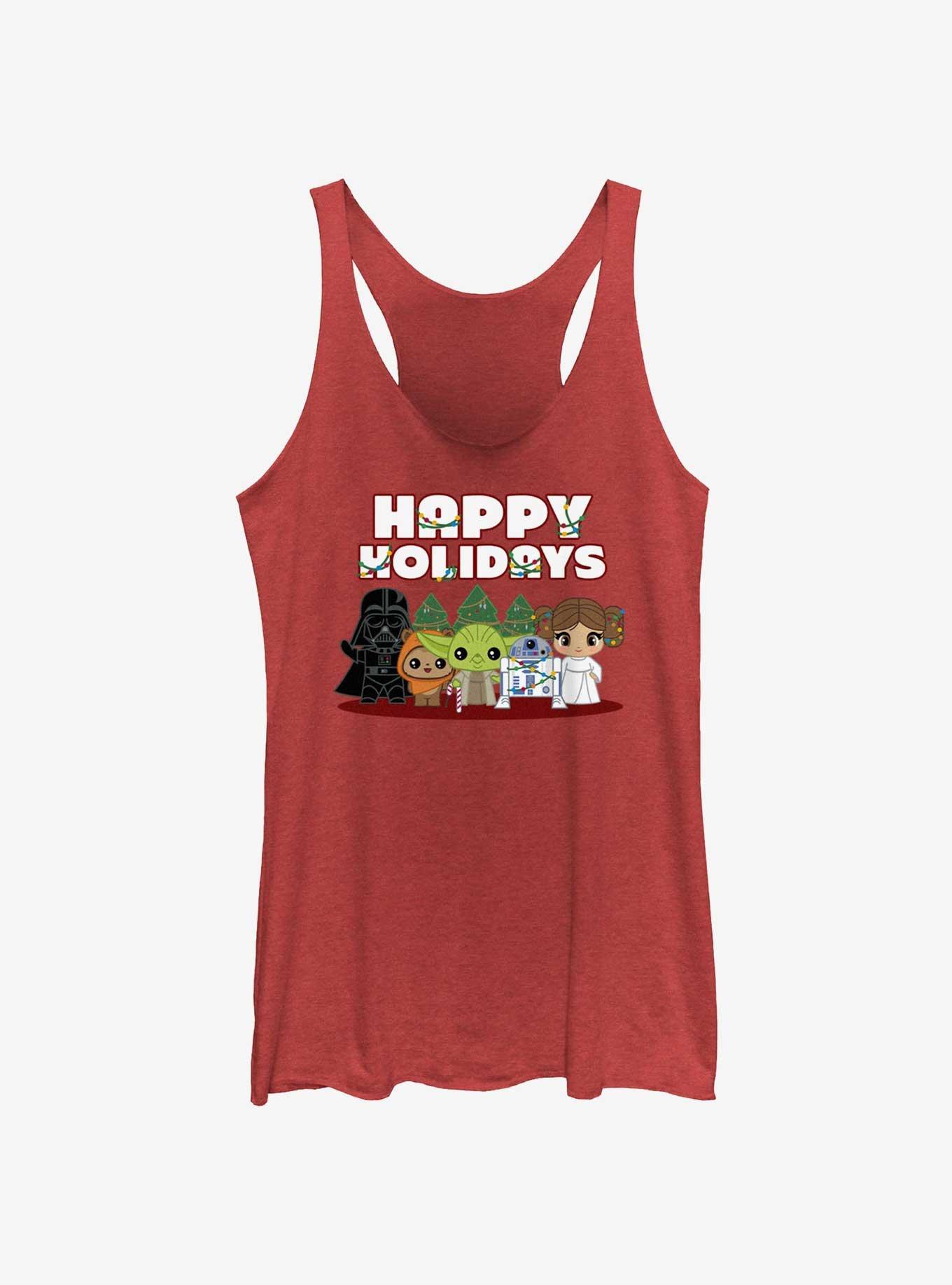 Star Wars Happy Holidays Chibis Girls Tank, RED HTR, hi-res