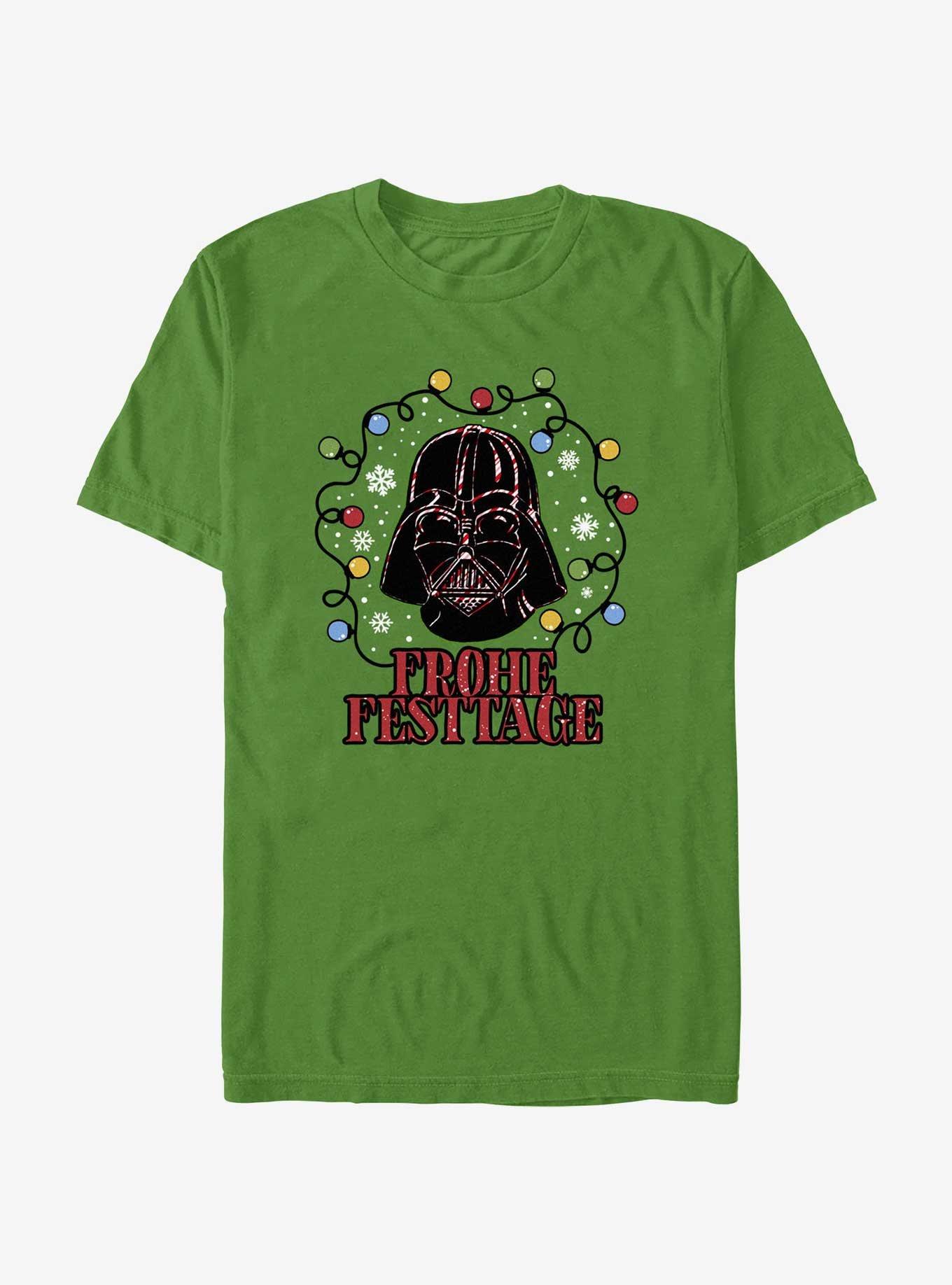 Star Wars Vader Lights Happy Holidays In German T-Shirt, , hi-res