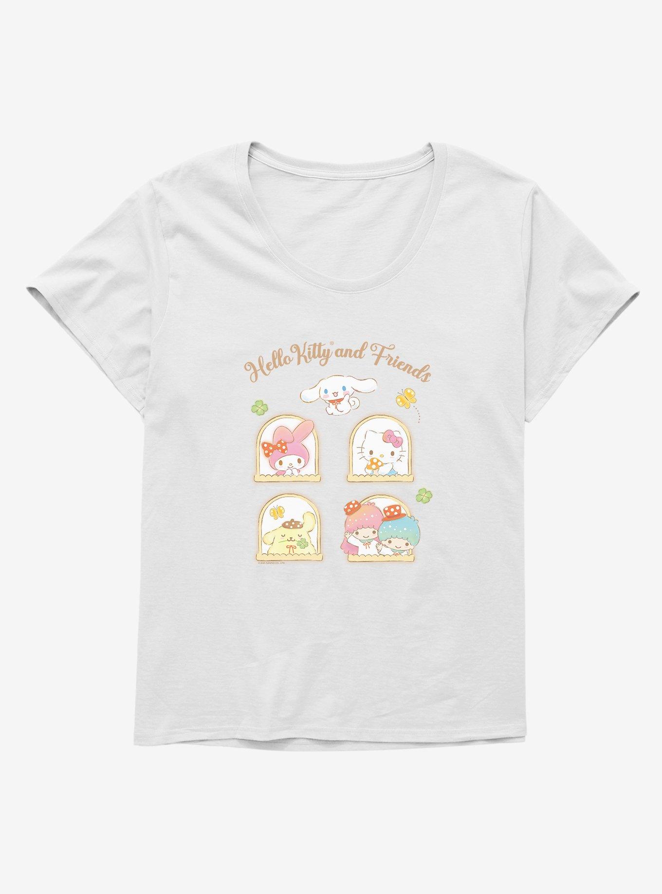 Hello Kitty And Friends Mushroom Garden Portrait Tiles Girls T-Shirt Plus