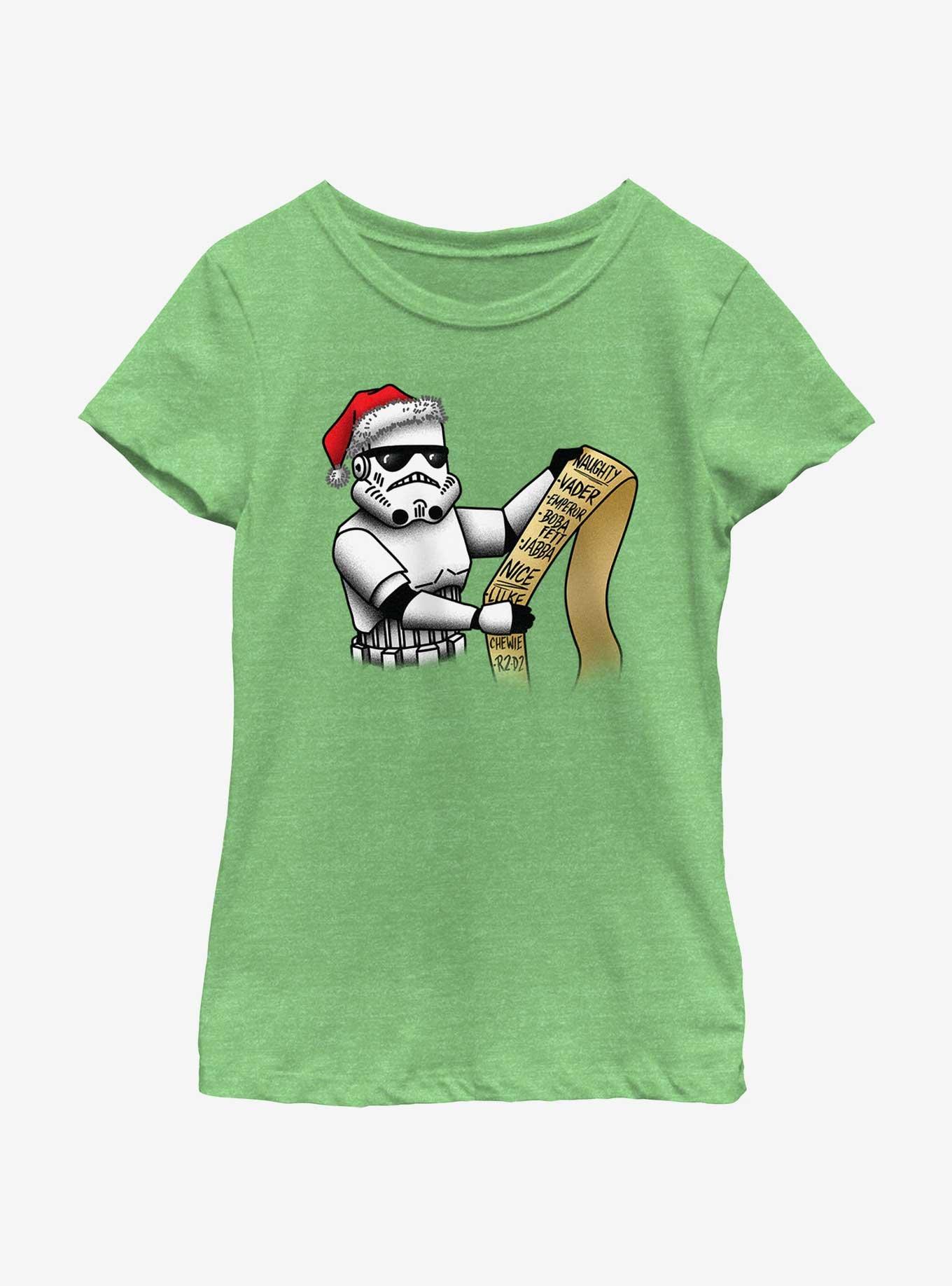 Star Wars Trooper Santa Naughty List Youth Girls T-Shirt, GRN APPLE, hi-res