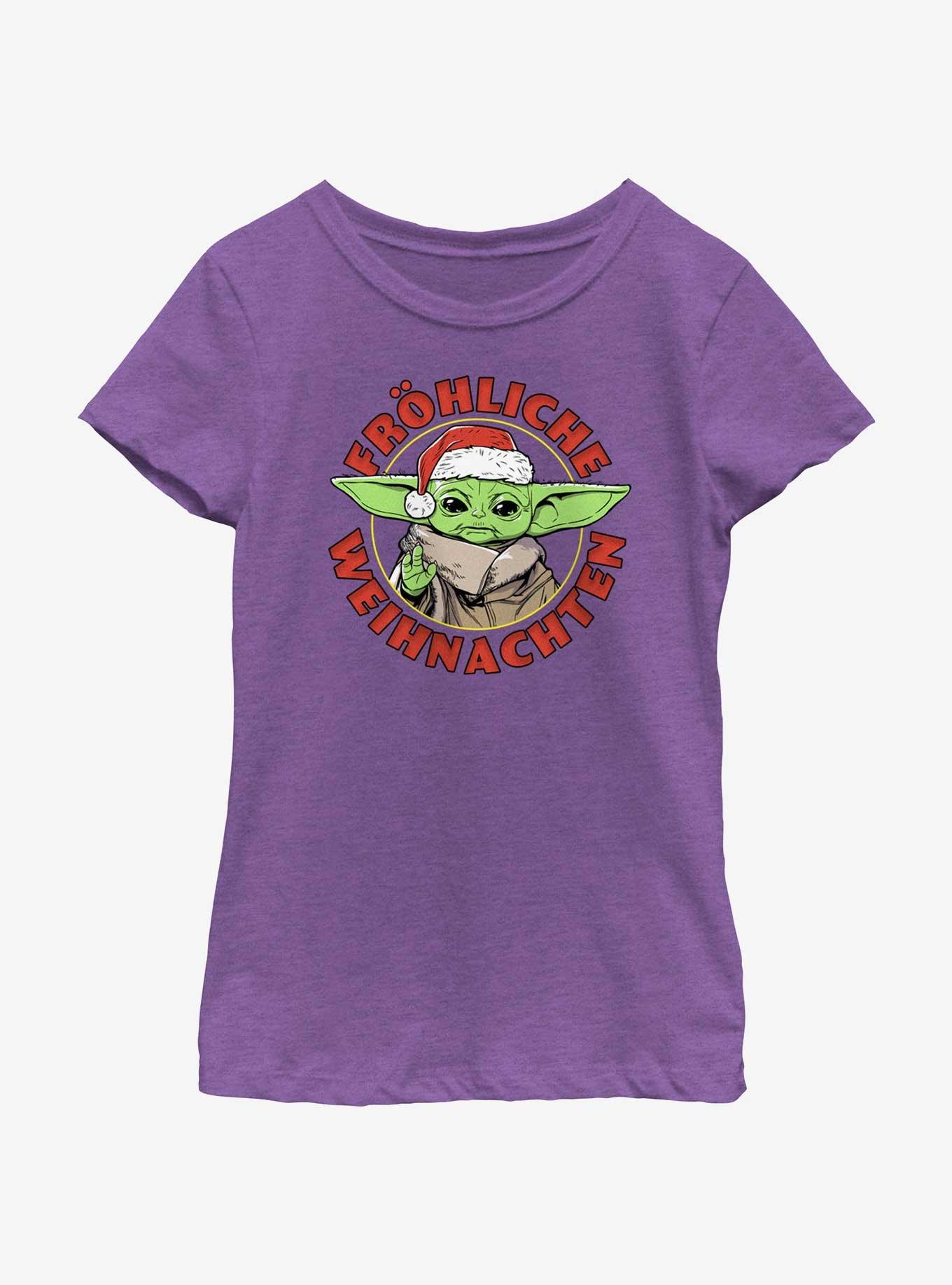 Star Wars The Mandalorian Grogu Merry Christmas In German Youth Girls T-Shirt, PURPLE BERRY, hi-res