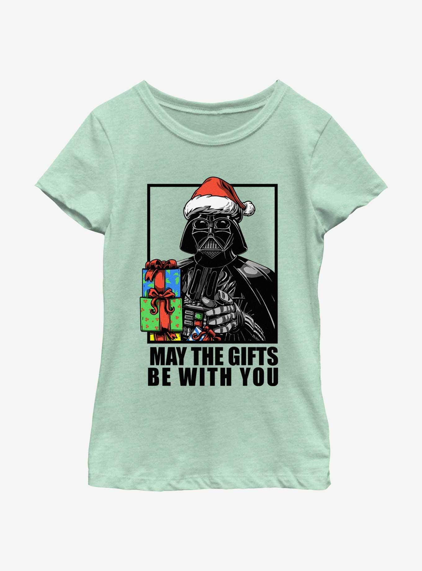 Star Wars Vader May The Gifts Be With You Youth Girls T-Shirt, MINT, hi-res