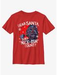 Star Wars Vader Dear Santa Does Nice-Ish Count Youth T-Shirt, RED, hi-res