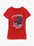 Star Wars Vader Dear Santa Does Nice-Ish Count Youth Girls T-Shirt, RED, hi-res