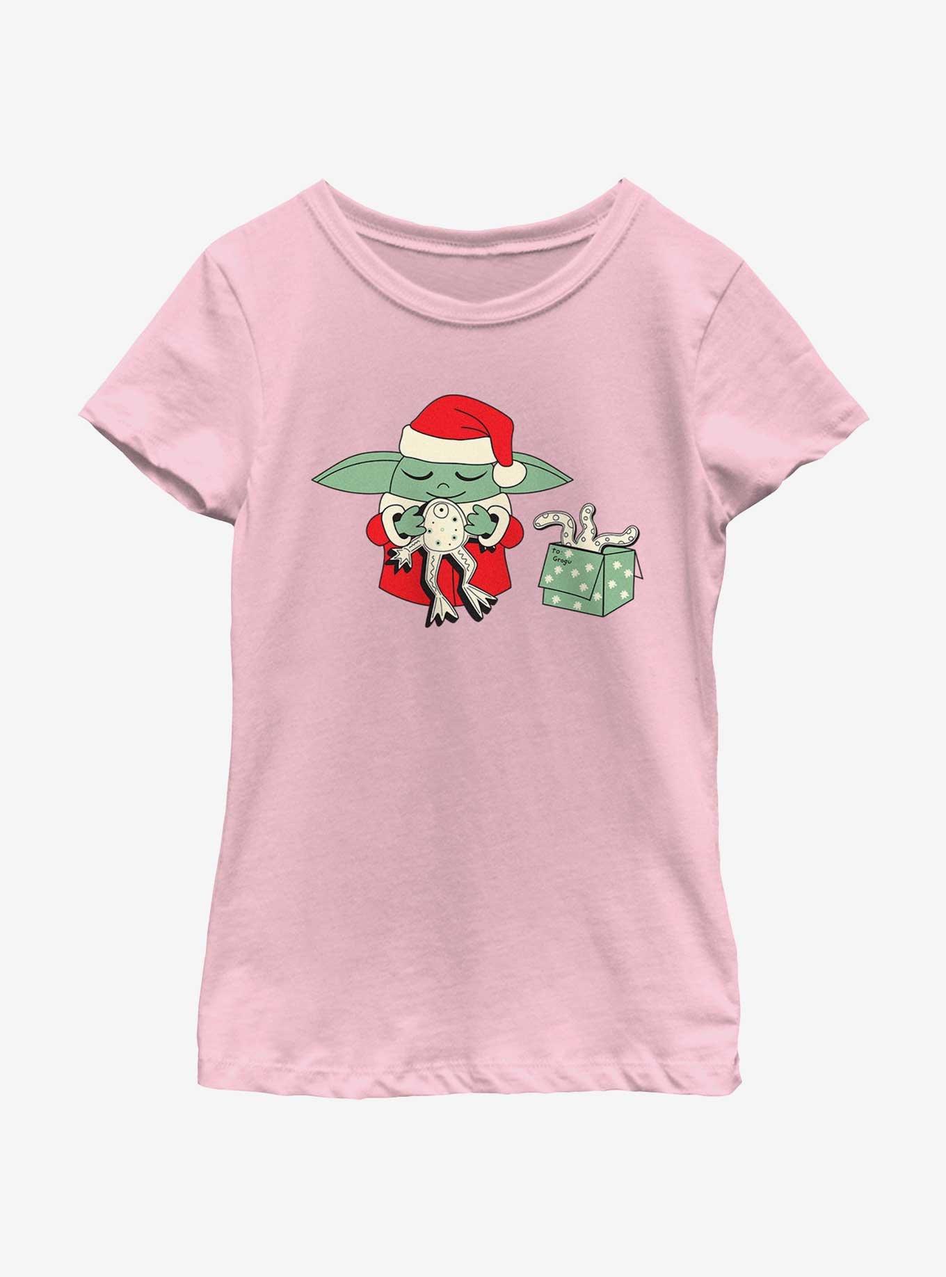 Star Wars The Mandalorian Santa Grogu Froggy Present Youth Girls T-Shirt, , hi-res