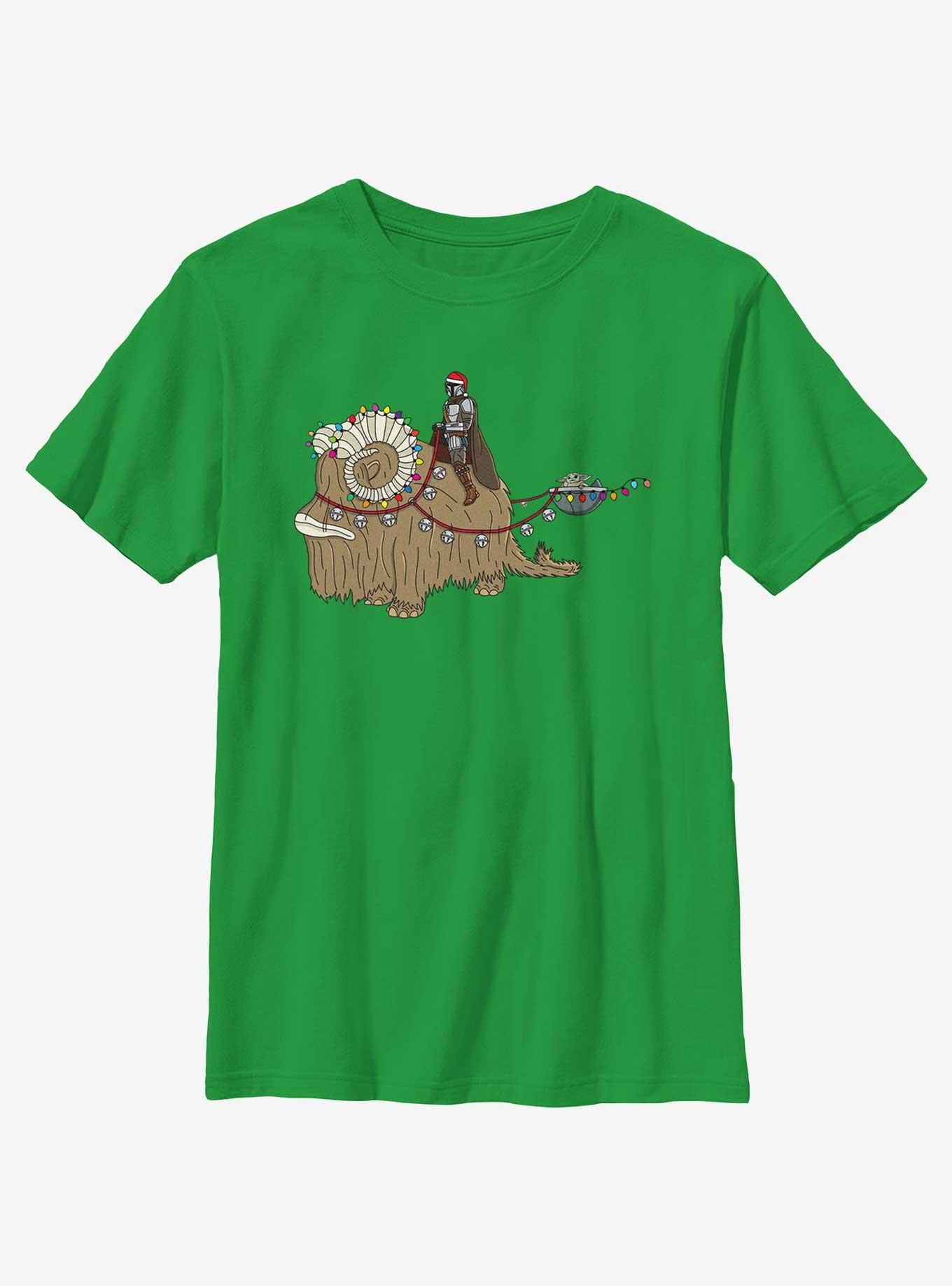 Star Wars The Mandalorian Bantha Christmas Youth T-Shirt, KELLY, hi-res