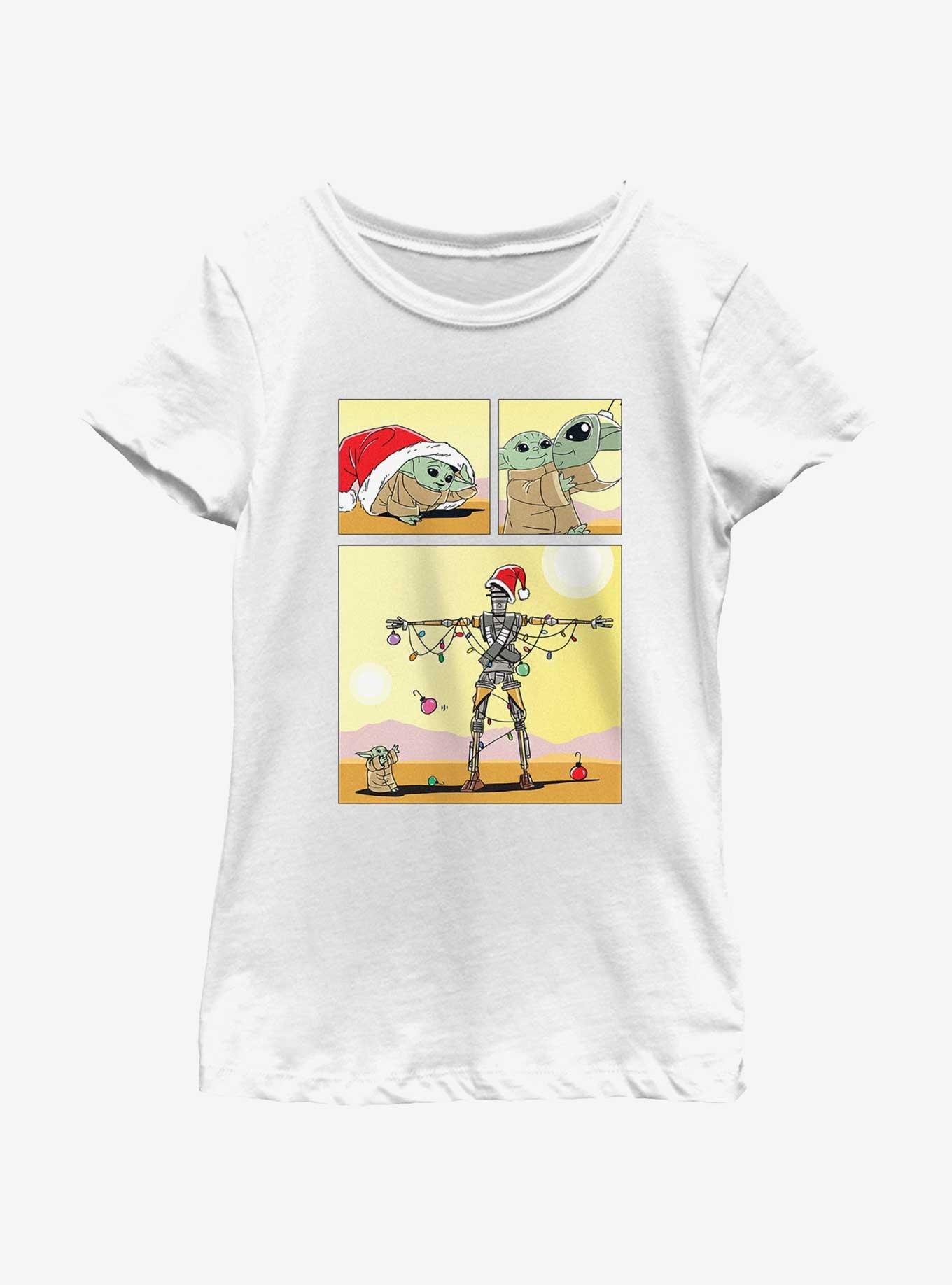 Star Wars The Mandalorian Grogu Christmas Comic Youth Girls T-Shirt, , hi-res