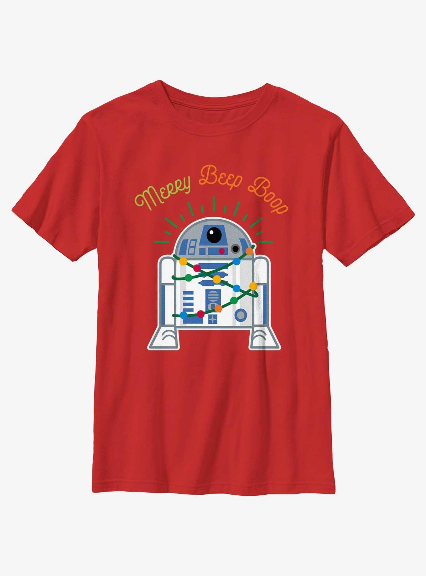Star Wars R2-D2 Merry Beep Boop Youth T-Shirt, RED, hi-res
