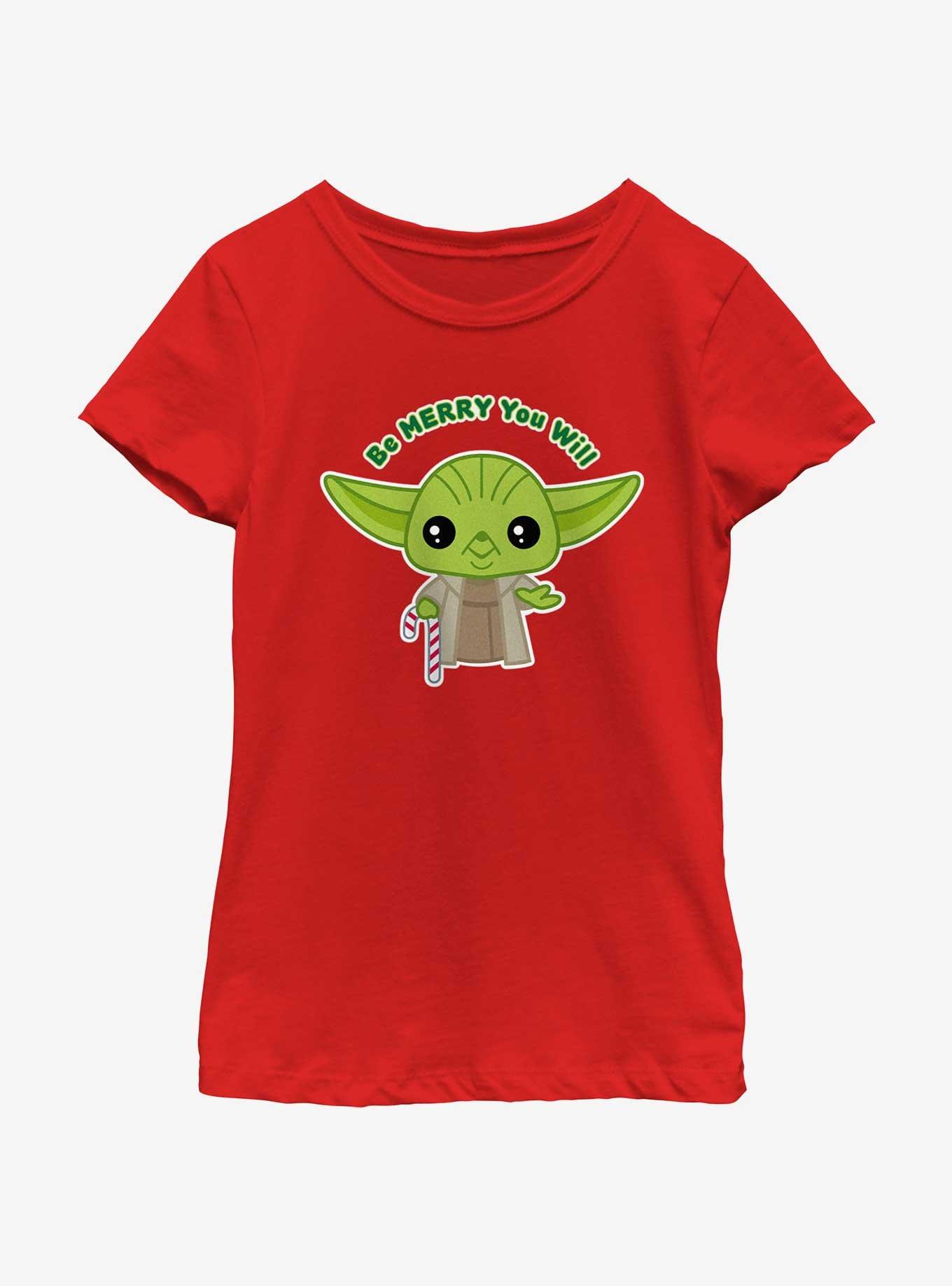 Star Wars Yoda Be Merry You Will Youth Girls T-Shirt, , hi-res