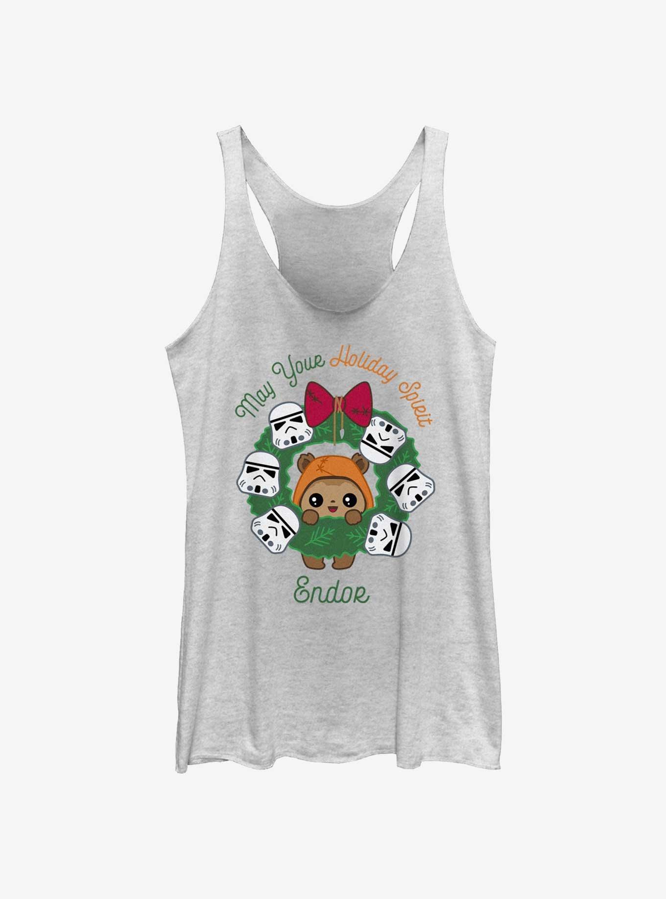 Star Wars May Your Holiday Spirit Endor Womens Tank Top, WHITE HTR, hi-res