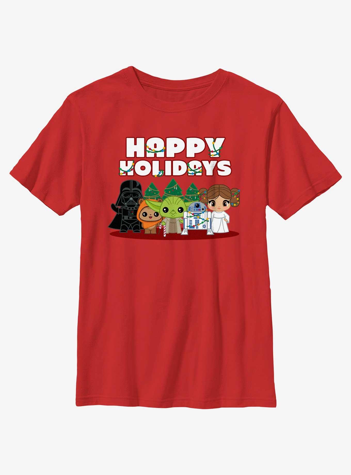 Star Wars Happy Holidays Chibis Youth T-Shirt, , hi-res