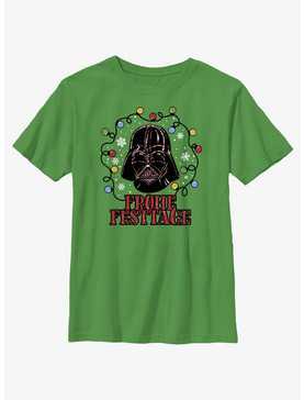 Star Wars Vader Lights Happy Holidays In German Youth T-Shirt, , hi-res