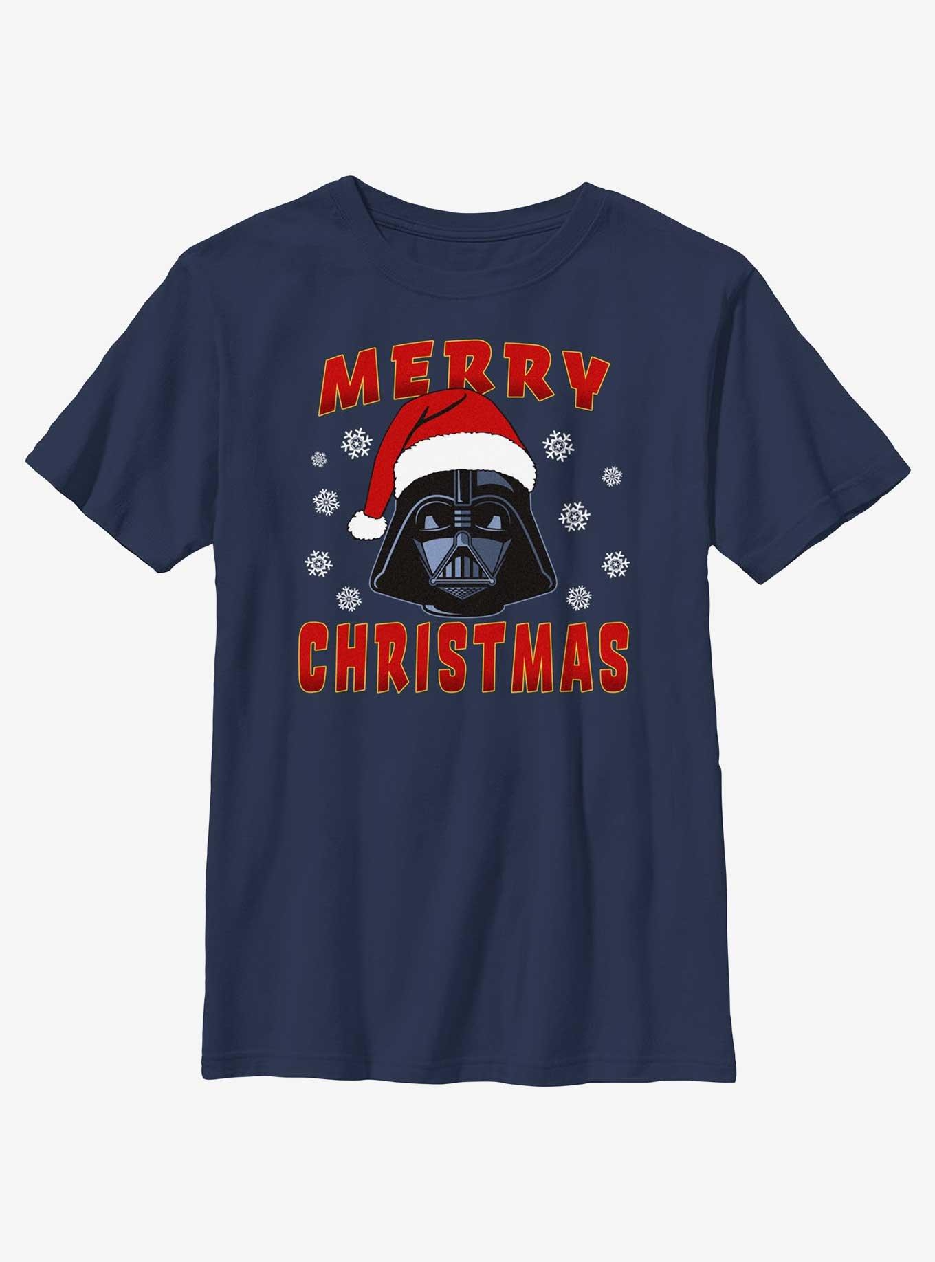 Star Wars Santa Vader Merry Christmas Youth T-Shirt, NAVY, hi-res