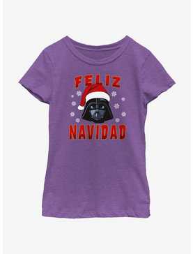 Star Wars Santa Vader Merry Christmas In Spanish Youth Girls T-Shirt, , hi-res