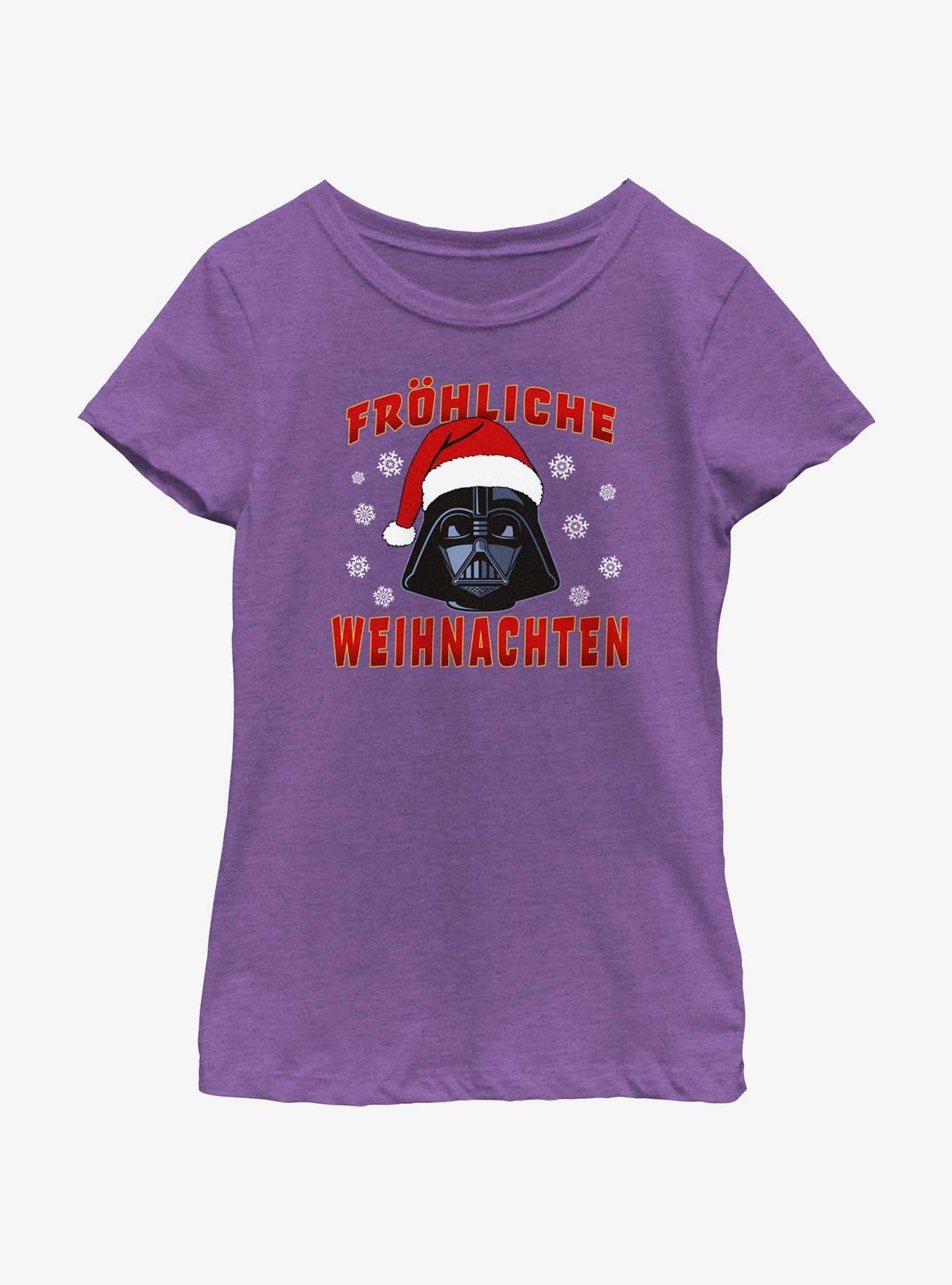 Star Wars Santa Vader Merry Christmas In German Youth Girls T-Shirt, , hi-res