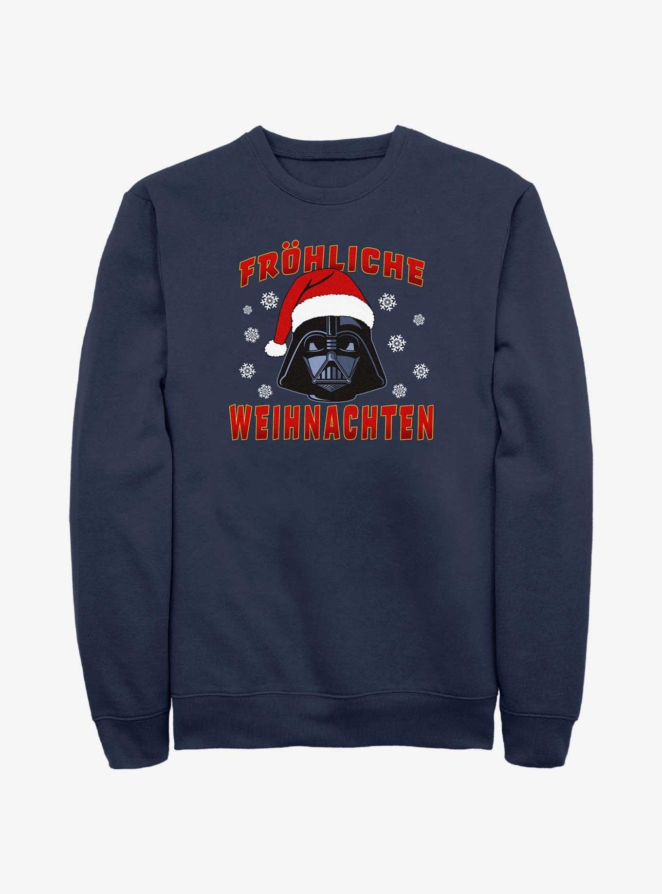 Star Wars Santa Vader Merry Christmas In German Sweatshirt, NAVY, hi-res