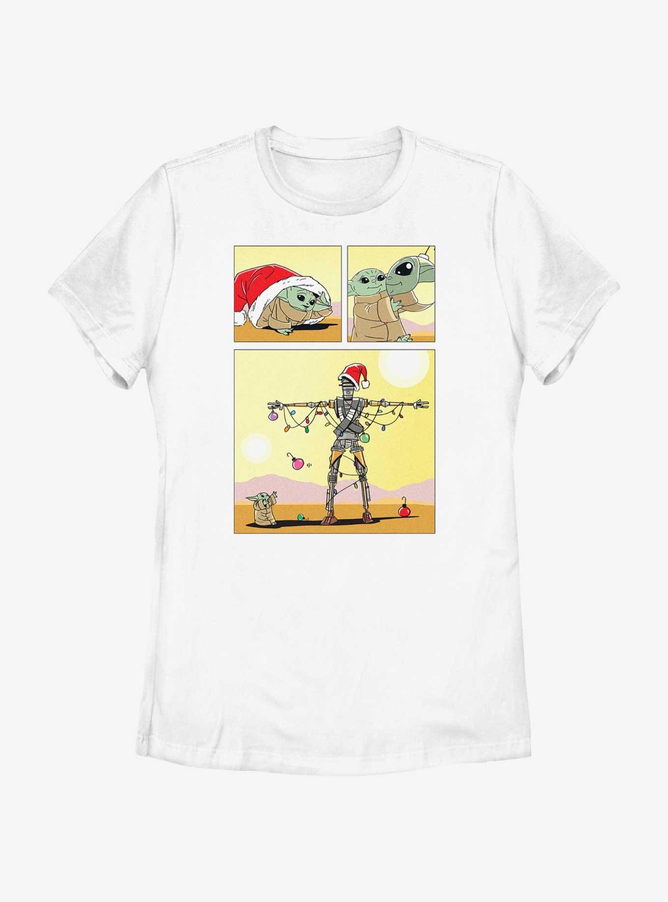 Star Wars The Mandalorian Grogu Christmas Comic Womens T-Shirt, WHITE, hi-res