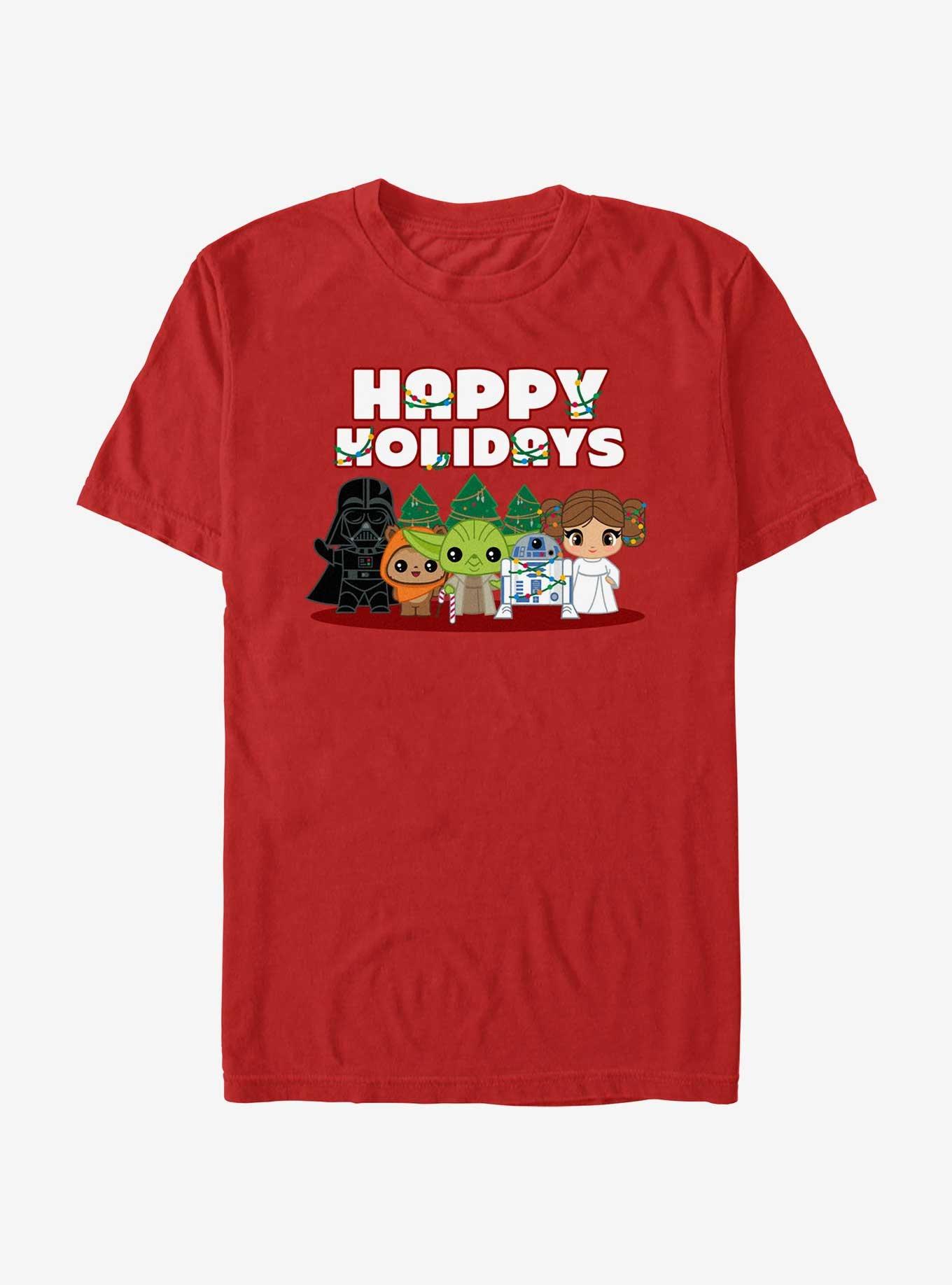 Star Wars Happy Holidays Chibis T-Shirt, RED, hi-res