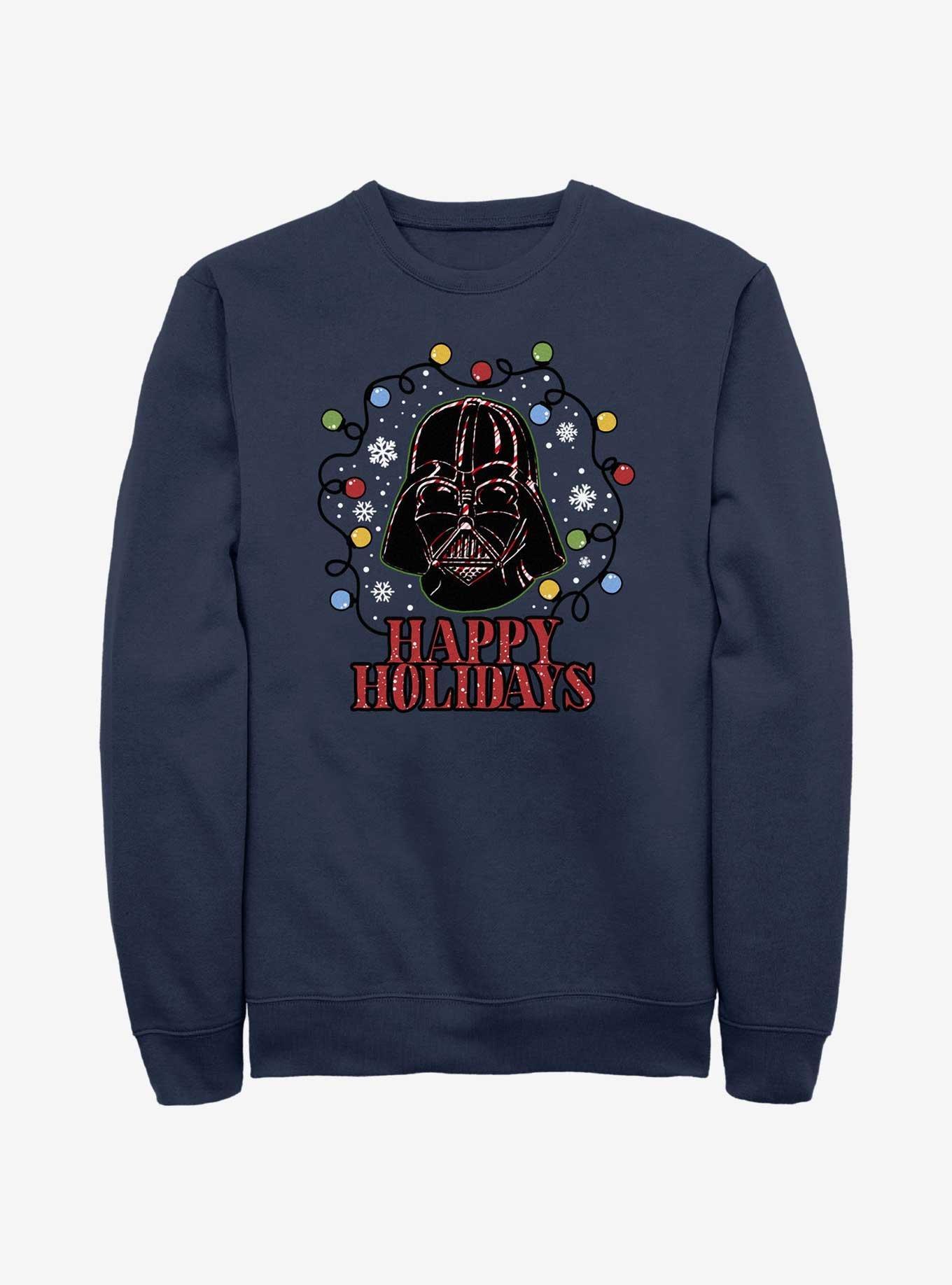 Star Wars Vader Lights Happy Holidays Sweatshirt, NAVY, hi-res