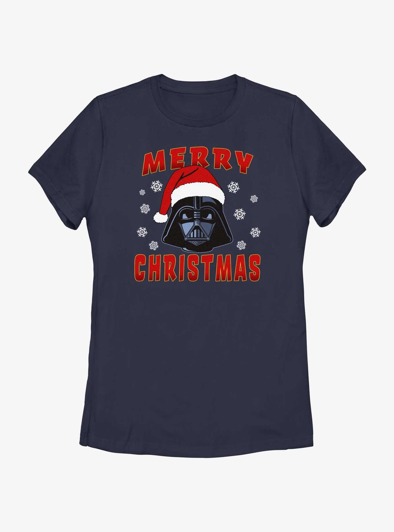 Star Wars Santa Vader Merry Christmas Womens T-Shirt, NAVY, hi-res