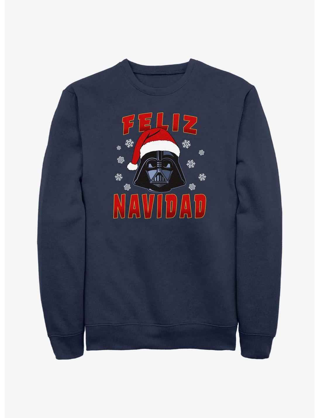 Star Wars Santa Vader Merry Christmas In Spanish Sweatshirt, NAVY, hi-res