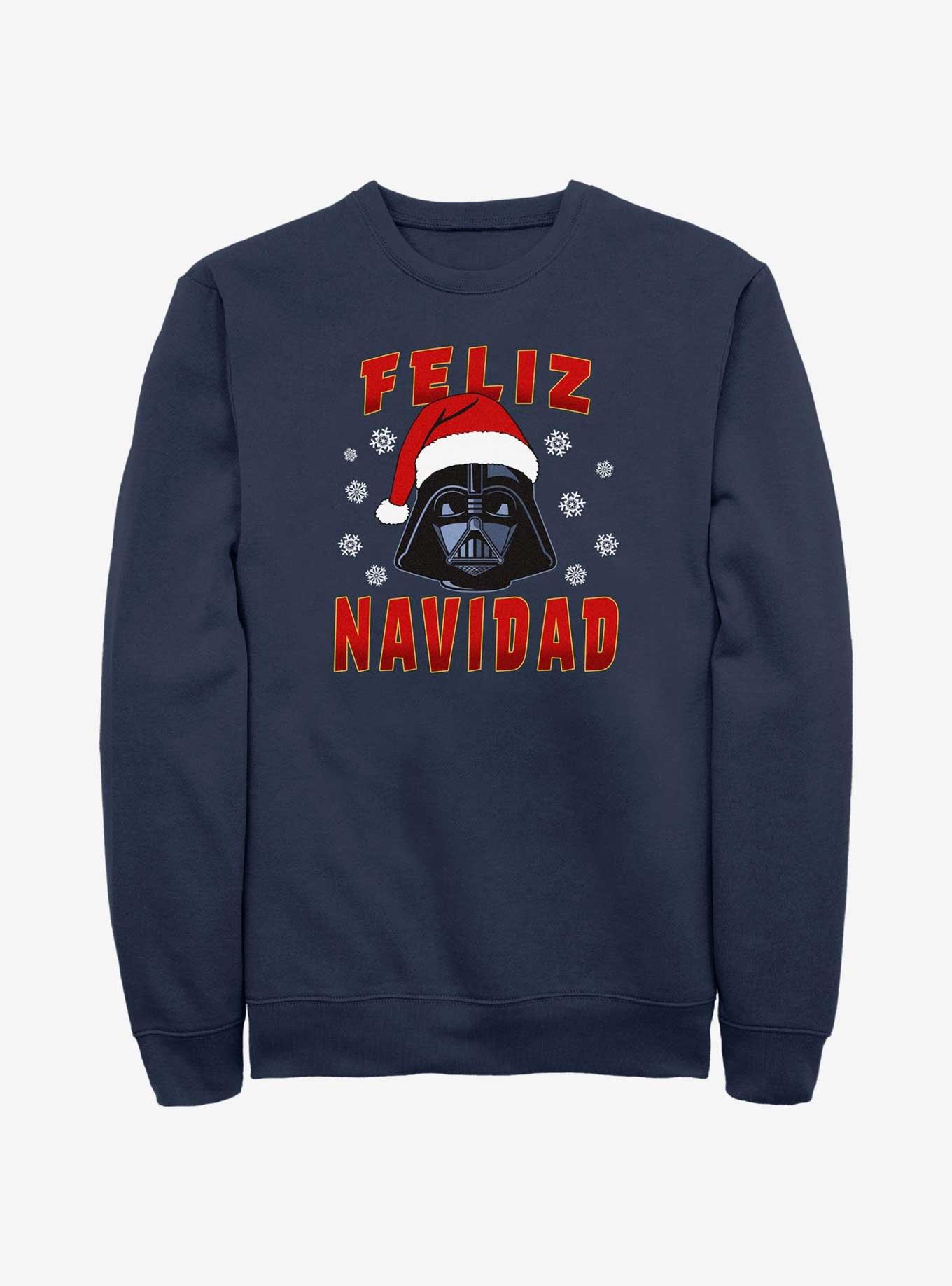 Star Wars Santa Vader Merry Christmas In Spanish Sweatshirt, NAVY, hi-res