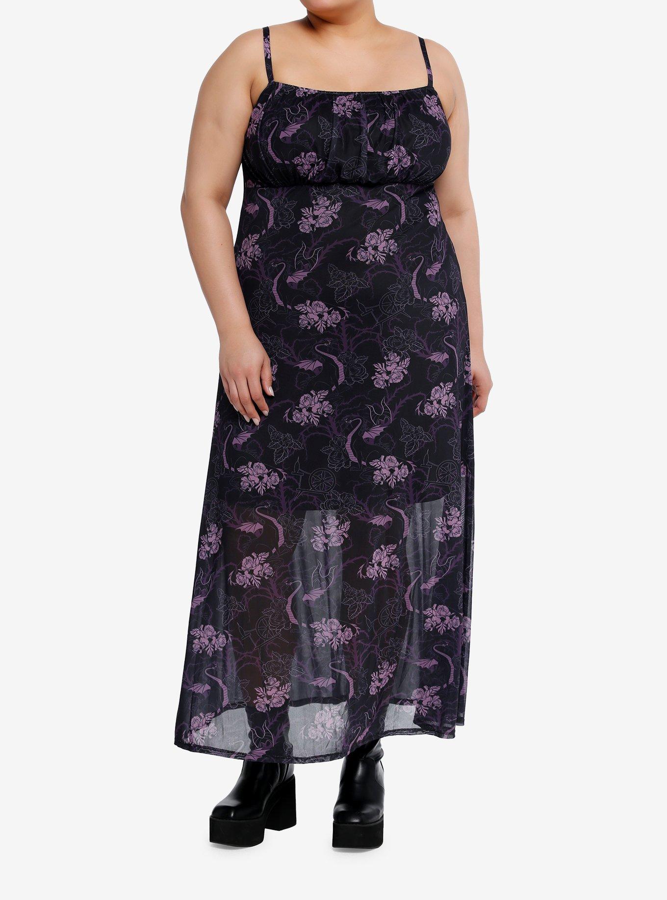 Disney Villains Maleficent Mesh Maxi Dress Plus Size, BLACK, hi-res