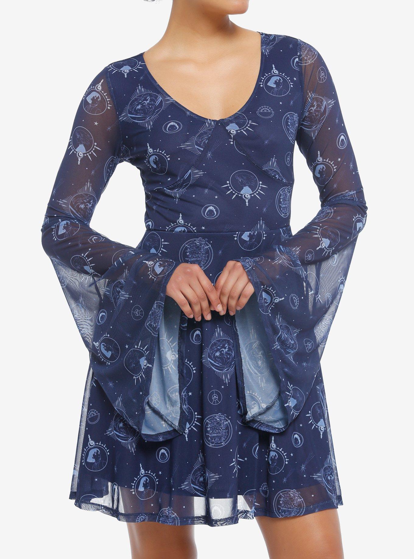 Studio Ghibli® Howl's Moving Castle Celestial Icons Bell Sleeve Dress, BLUE, hi-res