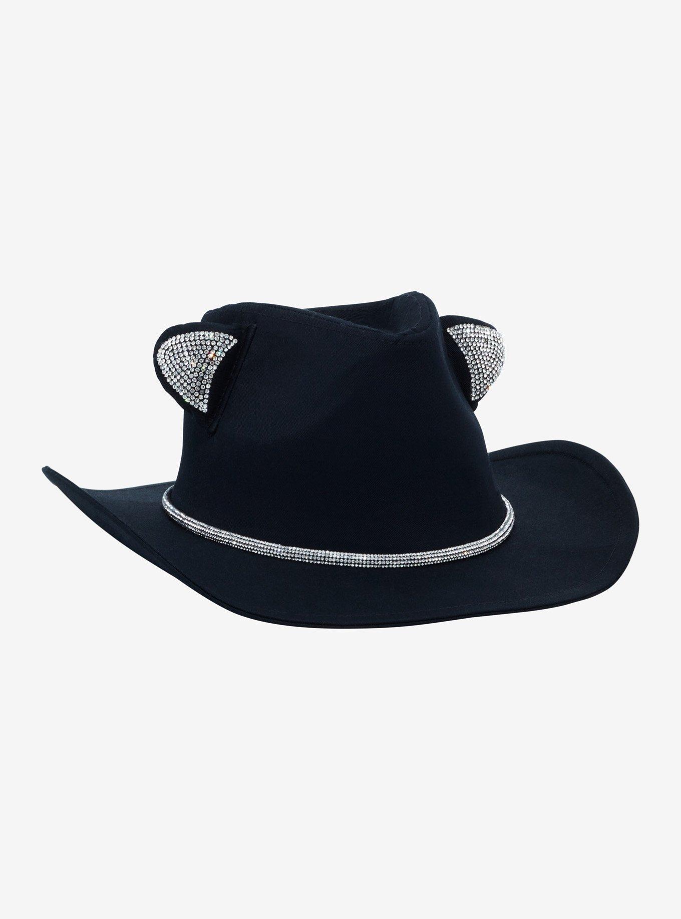 Black Sparkle Cat Ears Cowboy Hat, , hi-res