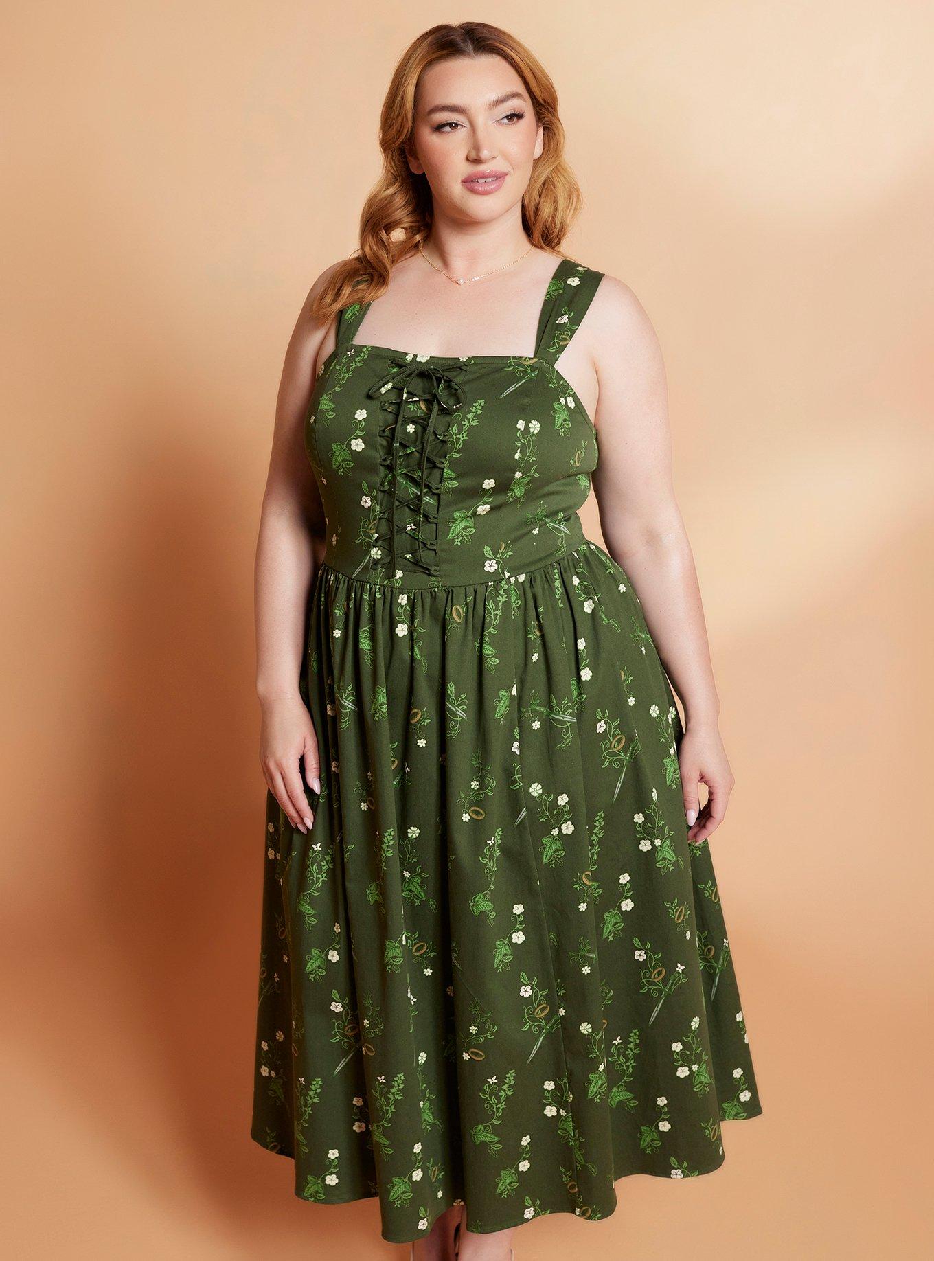 Her Universe The Lord Of The Rings Icons Lace-Up Dress Plus Size Her Universe Exclusive, MULTI, hi-res
