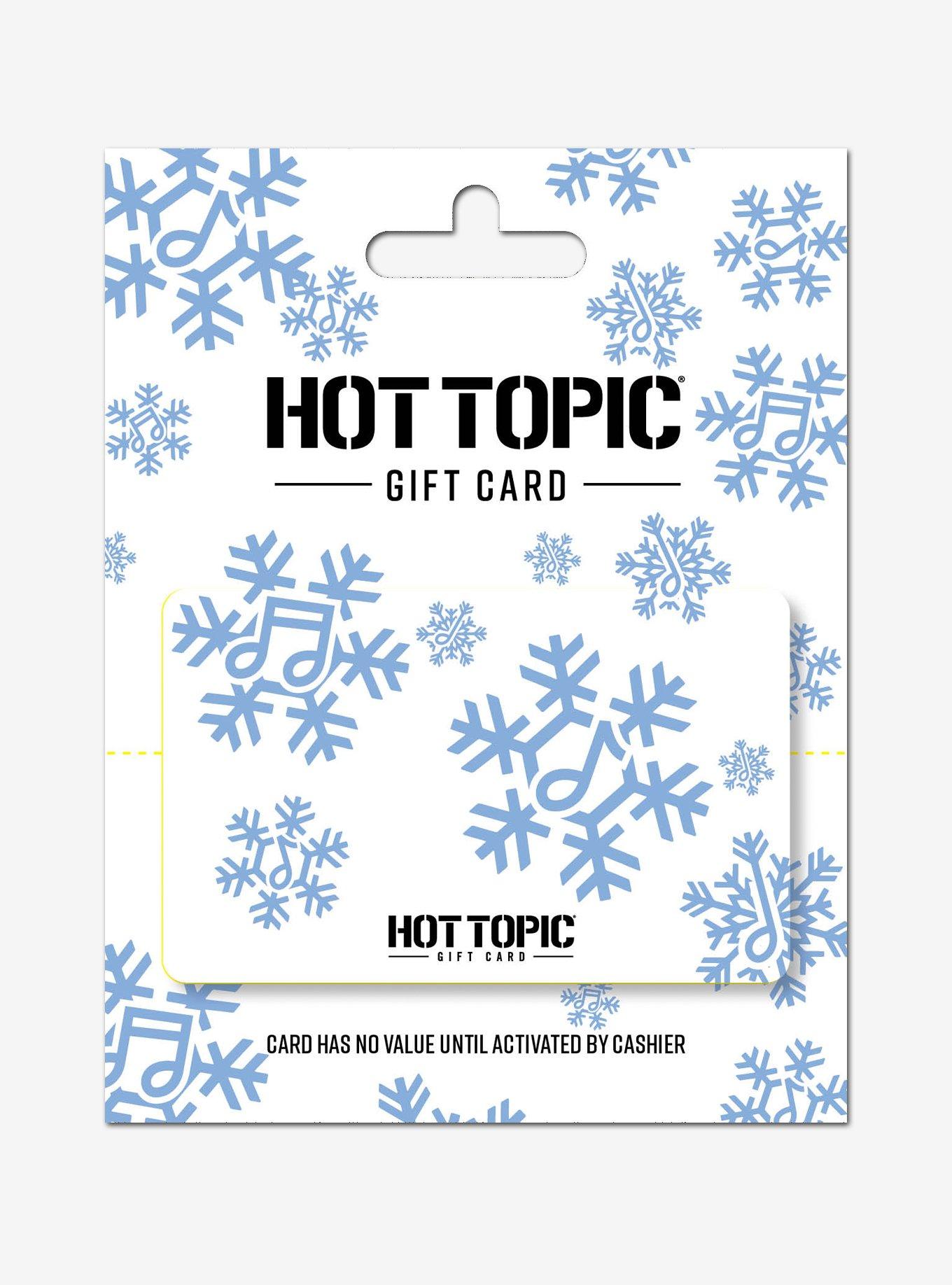 Hot topic on sale gift card