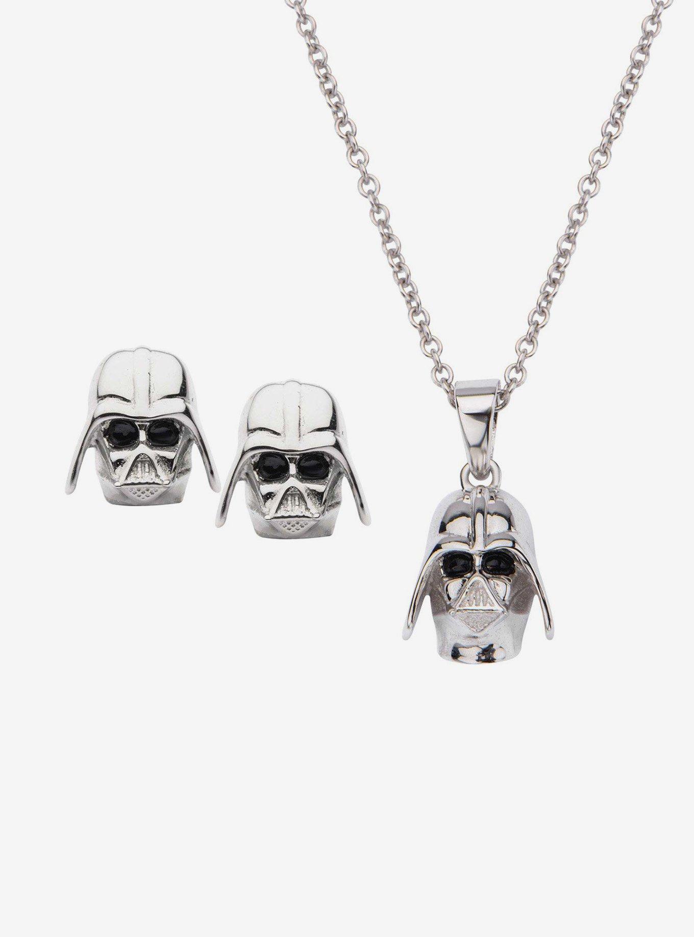 Star Wars 3D Darth Vader Stud Earrings and Pendant Necklace Set