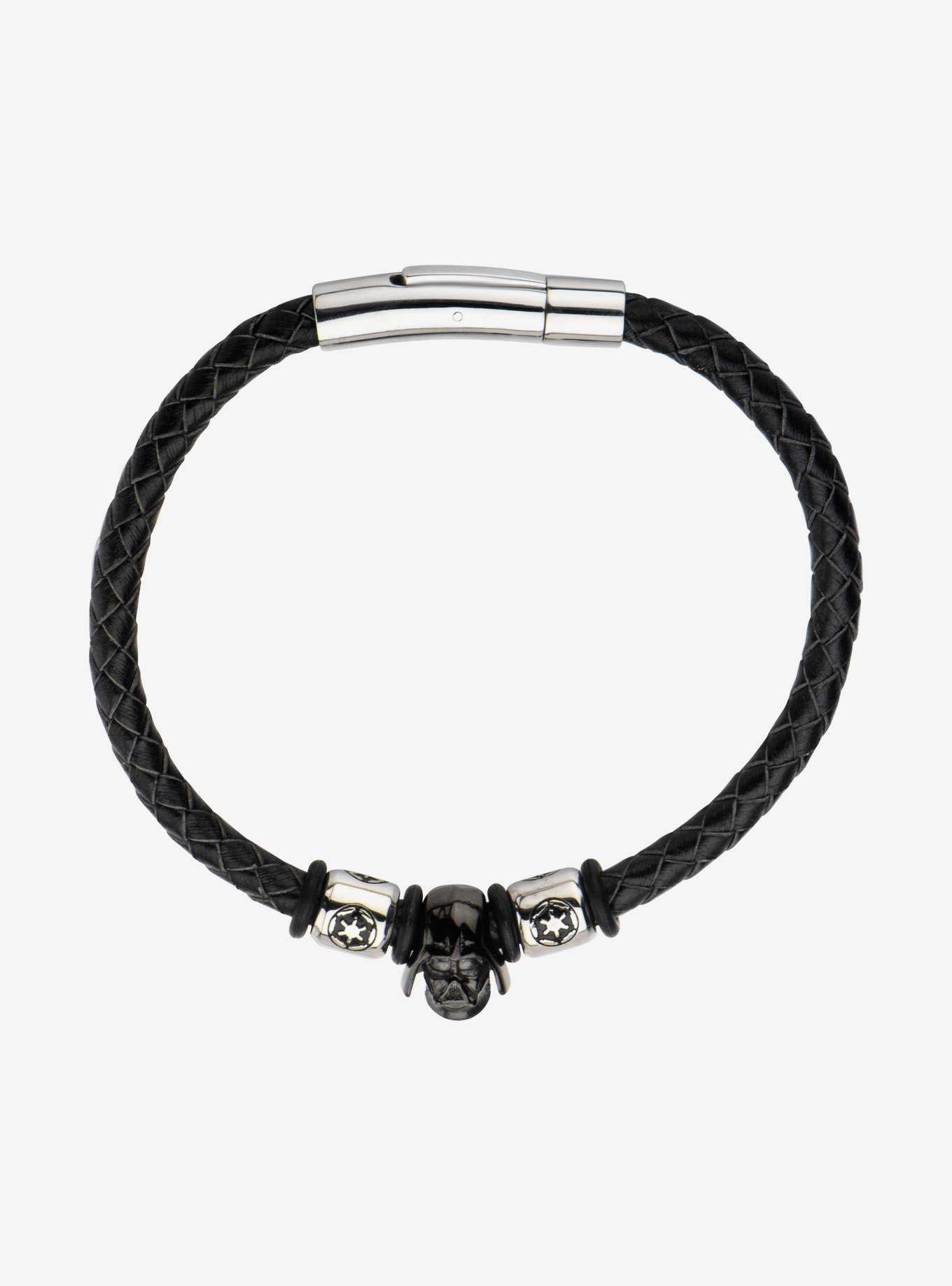 Star Wars Darth Vader Helmet and Galactic Empire Symbol Beads Leather Bracelet, , hi-res