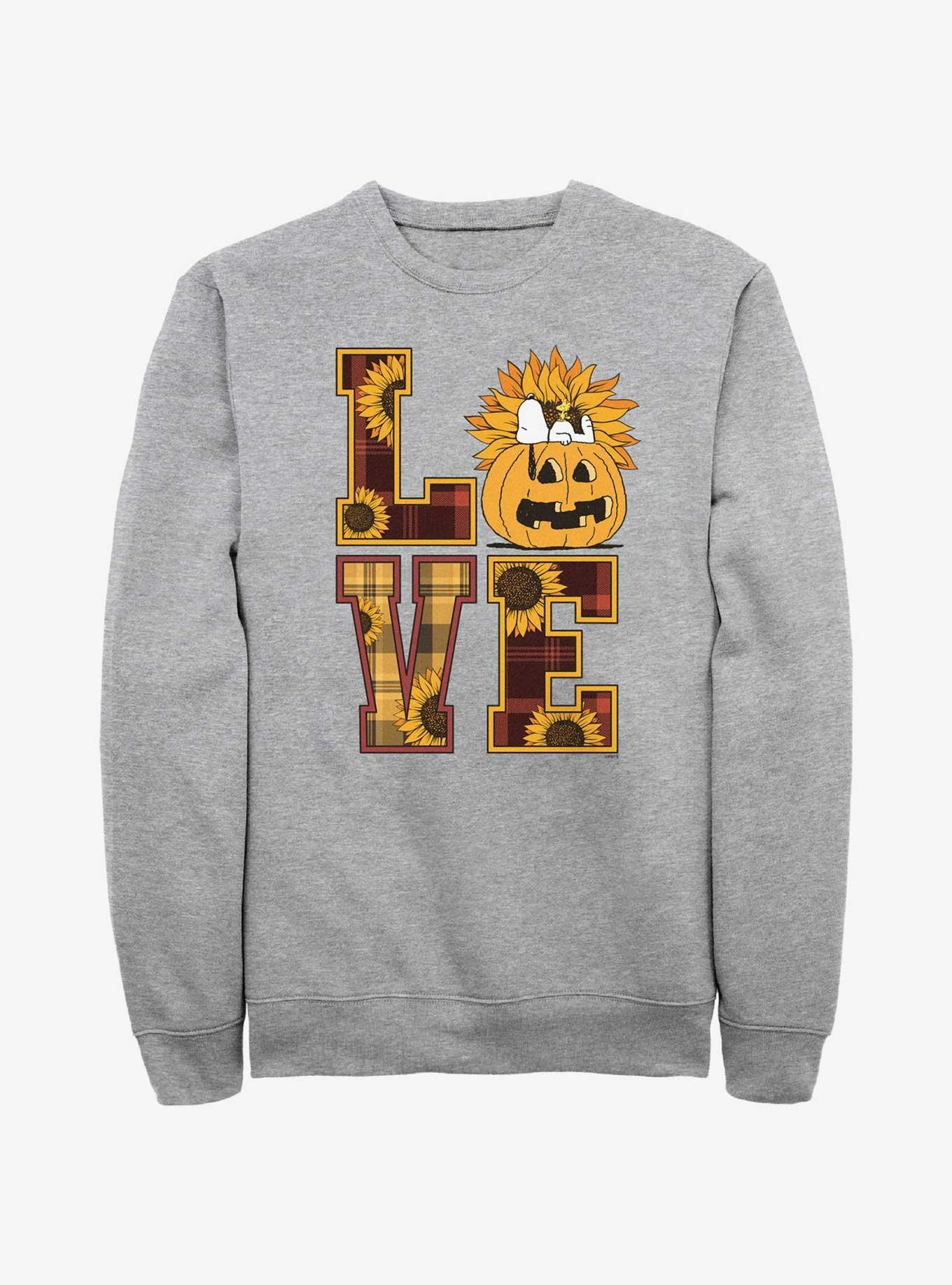 Peanuts Snoopy & Woodstock Fall Love Sweatshirt - GREY | BoxLunch