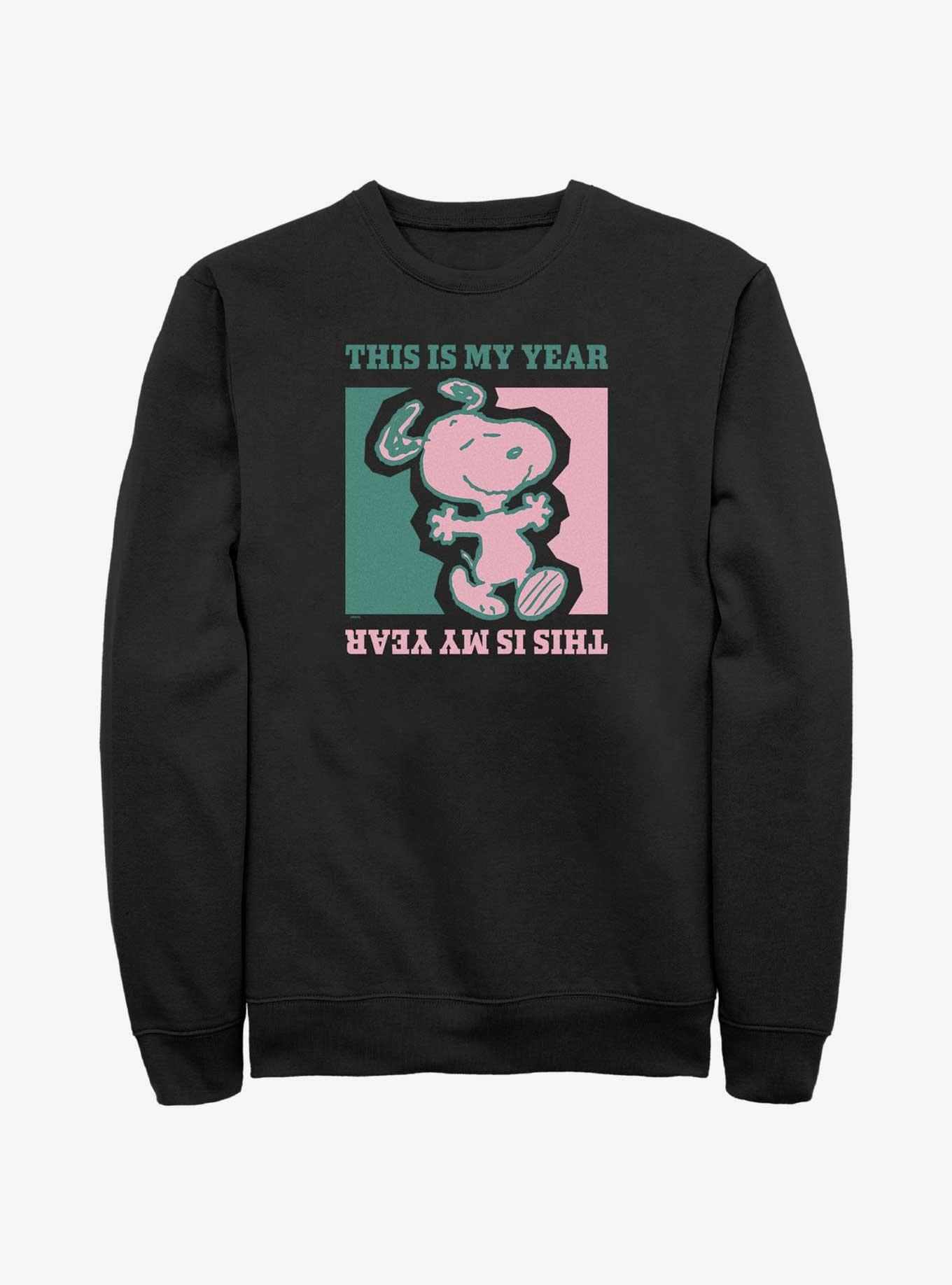 Peanuts Snoopy This Is My Year Sweatshirt - BLACK | BoxLunch